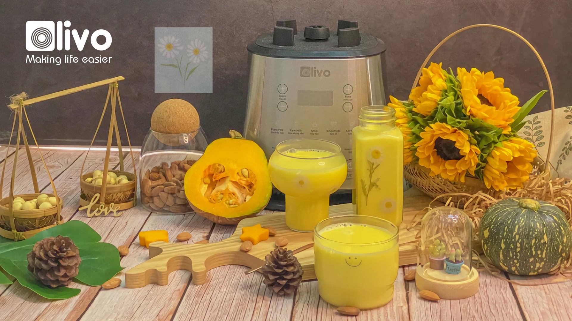 Cách làm sữa sen, bí đỏ, hạnh nhân mix dừa non thơm ngon, bổ dưỡng