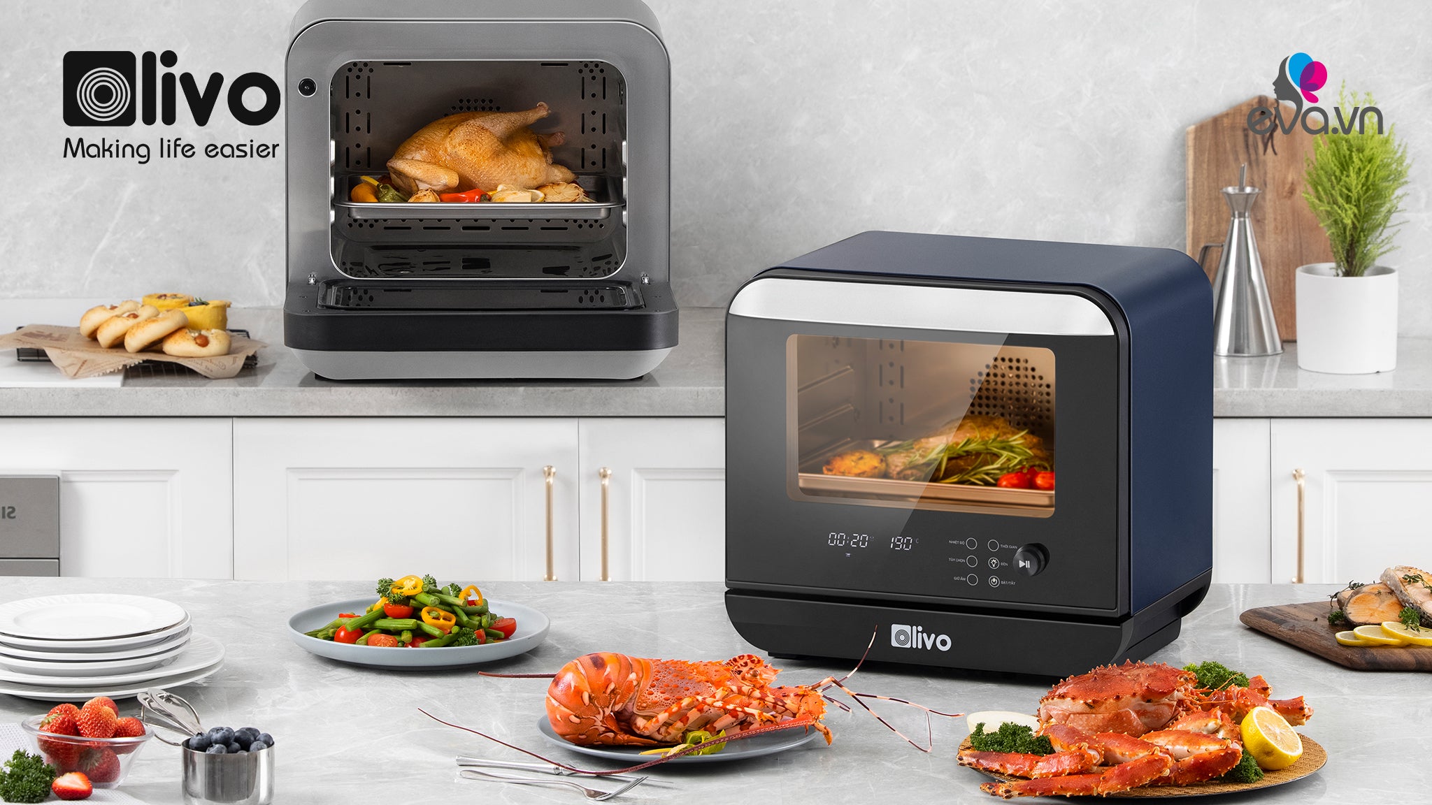 (Eva.vn) Nồi chiên hơi nước OLIVO SF18 - Lần đầu gia mắt thị trường gia dụng Việt
