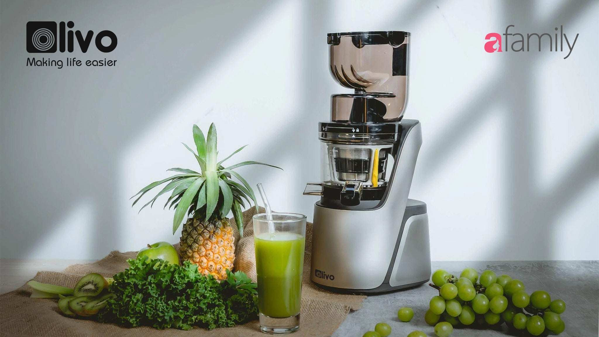 (Afamily.vn) Máy ép chậm Olivo SJ189 có gì mà được xướng tên "tác phẩm nghệ thuật" trong gian bếp?