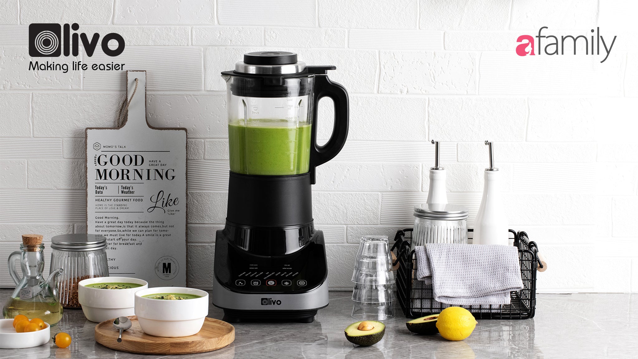 (Afamily.vn) Máy làm sữa OLIVO CB20 - Giúp mẹ xay nấu sữa hạt tại nhà nhàn tênh