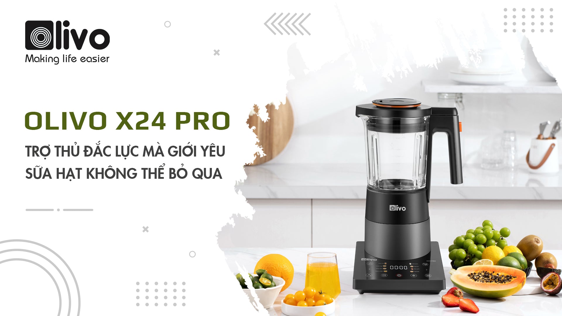 Máy làm sữa hạt OLIVO X24 PRO – Trợ thủ đắc lực mà giới yêu sữa hạt không thể bỏ qua
