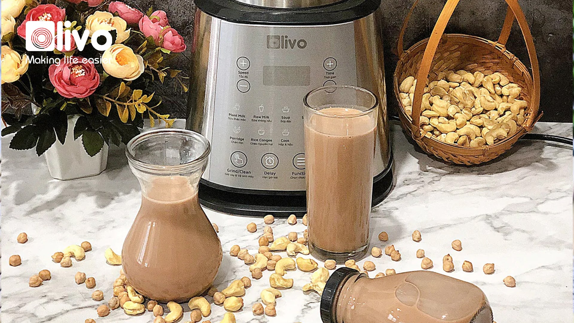 Sữa milo phiên bản mẹ làm với máy xay Olivo X20