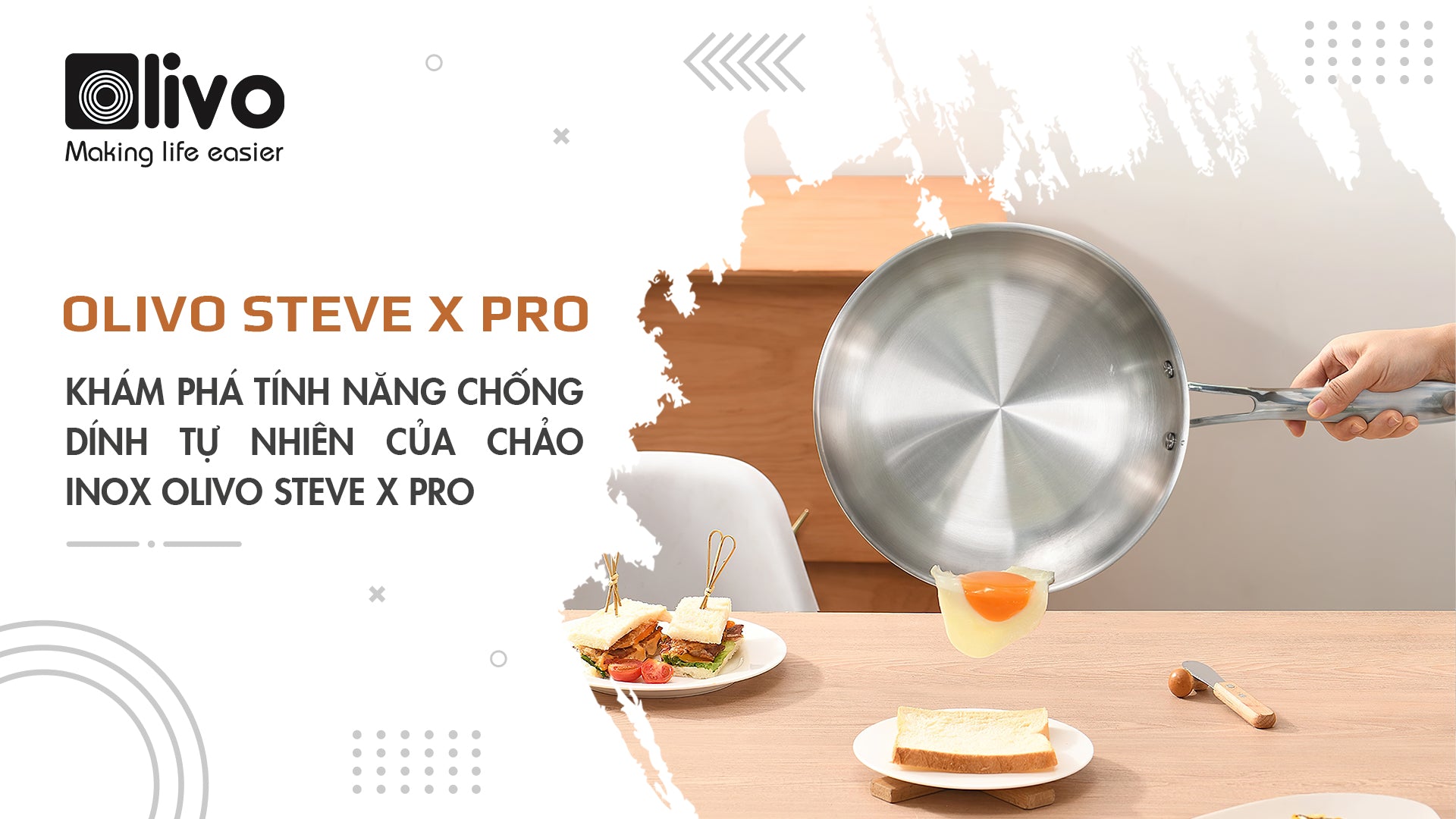 Khám phá tính năng chống dính tự nhiên của chảo INOX OLIVO STEVE X PRO