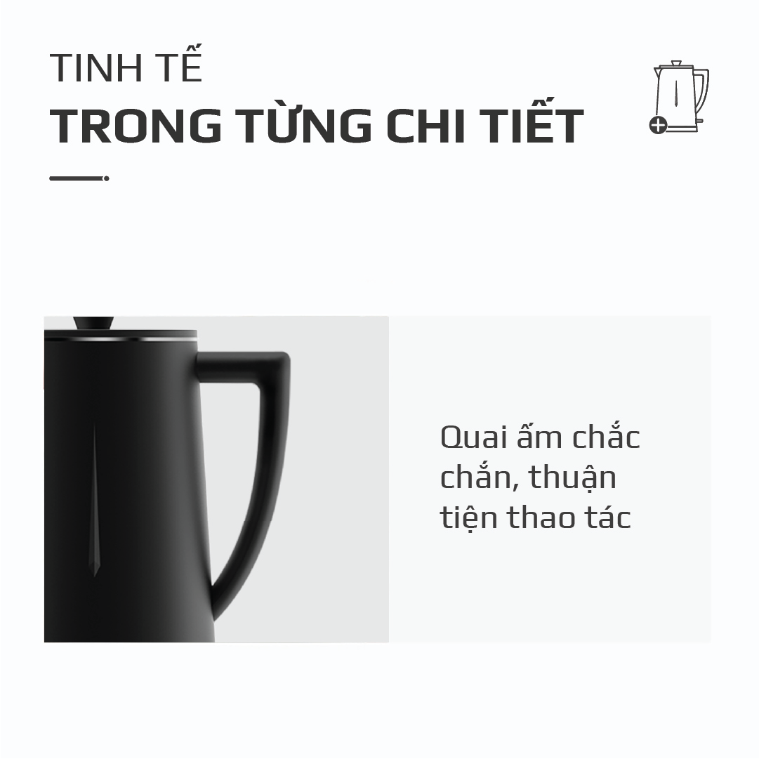Ấm Siêu Tốc OLIVO EK207 – Thiết Kế Tối Giản Sang Trọng, Bộ Điều Khiển Strix Siêu Bền, Dung Tích 1.7L, Công Suất Lớn 2000W