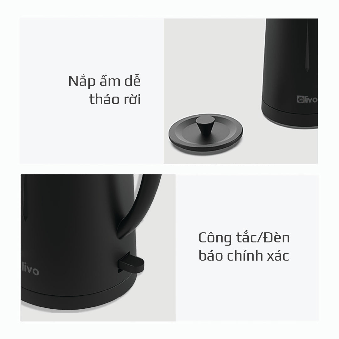 Ấm Siêu Tốc OLIVO EK207 – Thiết Kế Tối Giản Sang Trọng, Bộ Điều Khiển Strix Siêu Bền, Dung Tích 1.7L, Công Suất Lớn 2000W