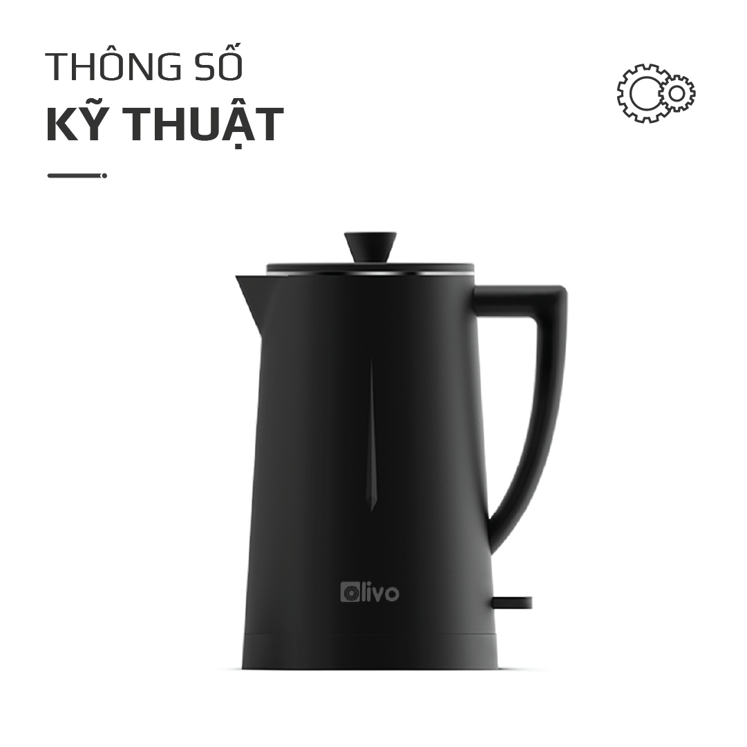 Ấm Siêu Tốc OLIVO EK207 – Thiết Kế Tối Giản Sang Trọng, Bộ Điều Khiển Strix Siêu Bền, Dung Tích 1.7L, Công Suất Lớn 2000W