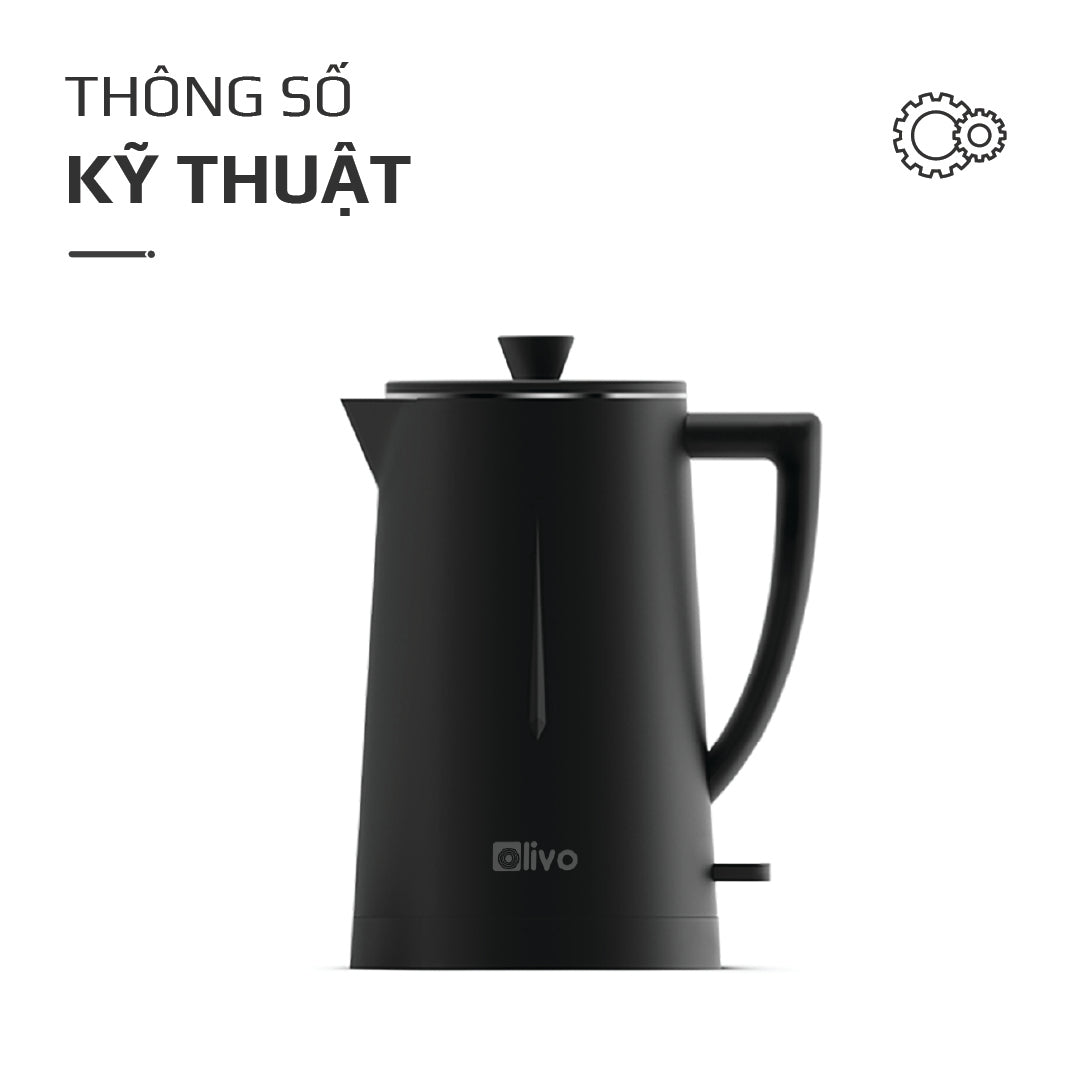 Ấm Siêu Tốc OLIVO EK207 – Thiết Kế Tối Giản Sang Trọng, Bộ Điều Khiển Strix Siêu Bền, Dung Tích 1.7L, Công Suất Lớn 2000W