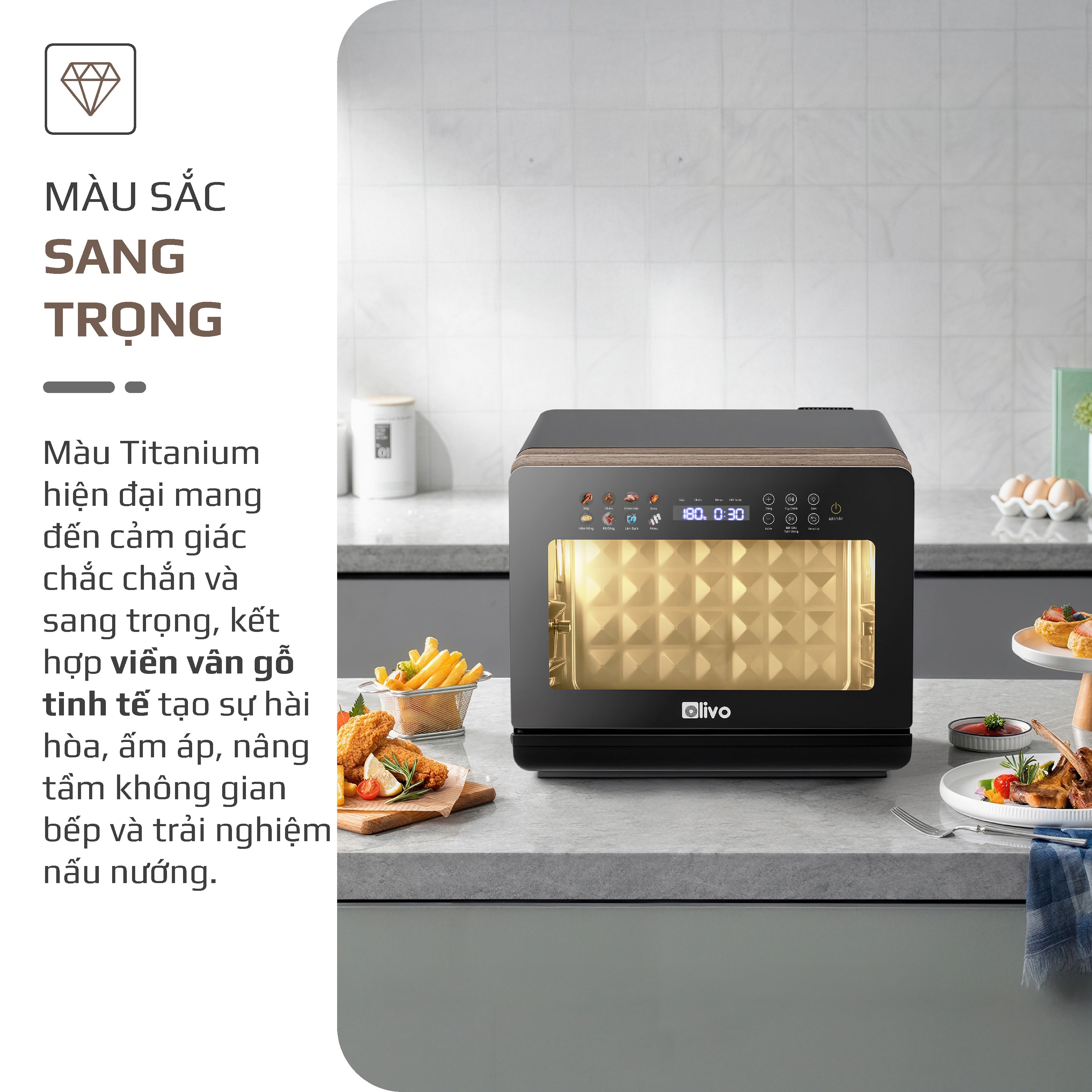 Nồi Chiên Hấp Đa Năng OLIVO SteamFry Xtra – Phiên Bản Cao Cấp, Bảng Điều Khiển OLED, Dung tích vượt trội 20L, Hấp Nano Steam/Chiên Eco Fry thế hệ thứ 2, 70 Chế Độ Cài Sẵn, Vệ Sinh Dễ Dàng