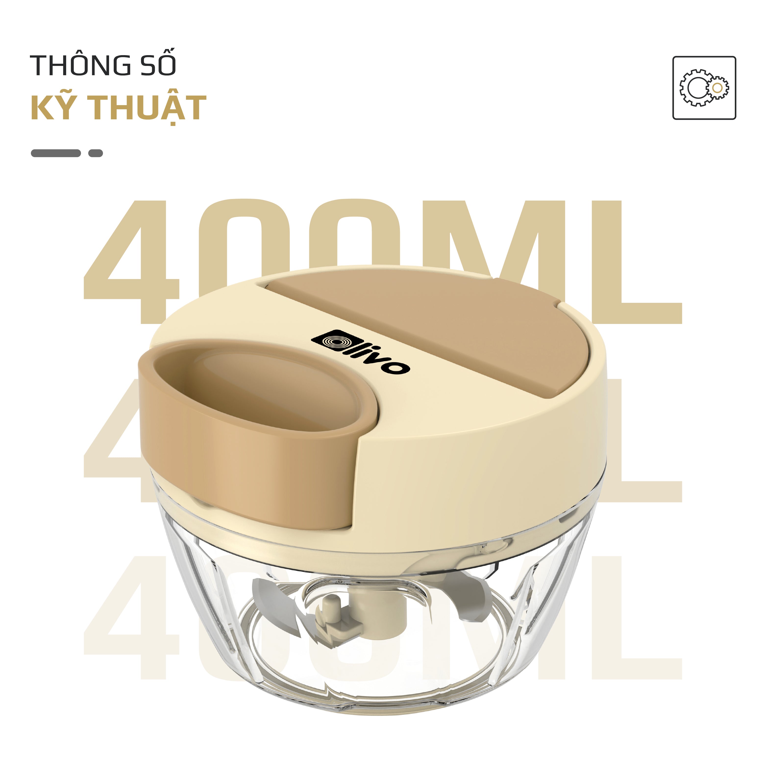 Dụng Cụ Xay Thực Phẩm Đa Năng Mini OLIVO MFC468 – Xay Tỏi Ớt, Xay Thịt, Xay Hạt Tiện Lợi – Nắp Lật Tiện Dụng - Dây Kéo Chắc Chắn – Dung Tích 400ML – Dễ Dàng Vệ Sinh