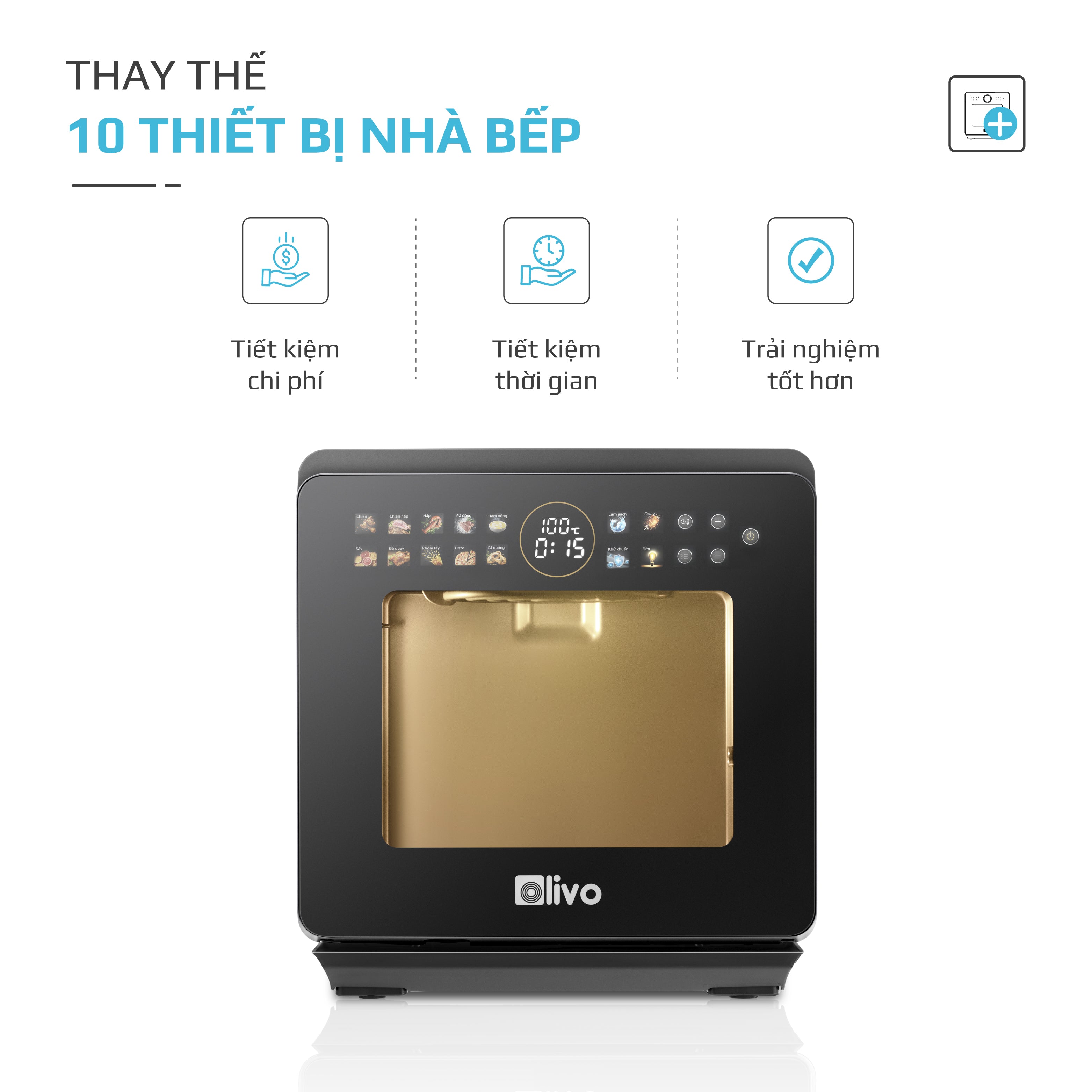 Nồi Chiên Hấp Đa Năng OLIVO SF1600 - Phiên bản Đặc Biệt cao cấp nhất, Màn hình OLED hiện đại, 70 chế độ cài sẵn, Dung tích 16L, Vệ sinh dễ dàng