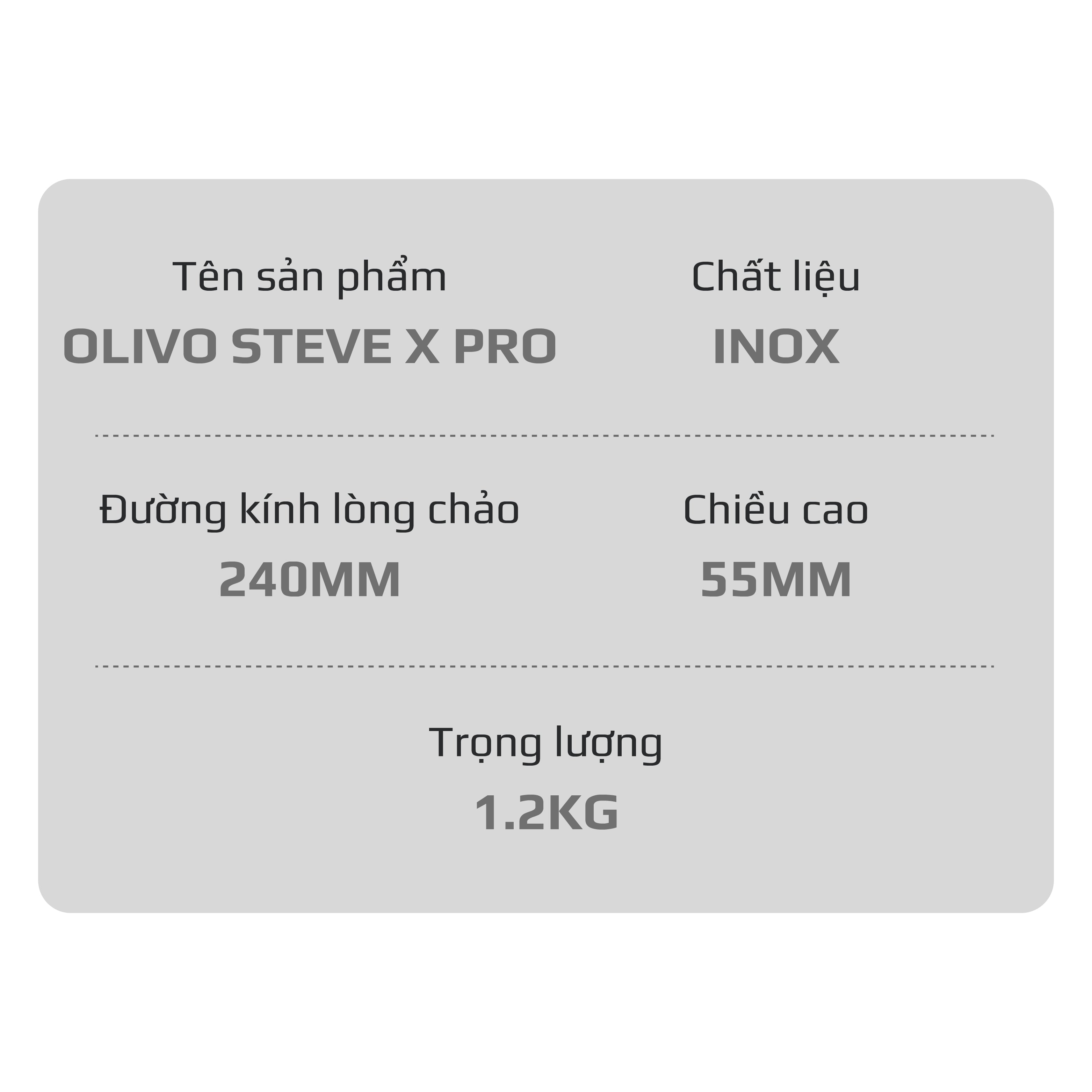 Chảo INOX OLIVO STEVE X PRO - Chống Dính Tự Nhiên, Đáy 5 Lớp, Đường Kính 24cm – Nấu Được Trên Mọi Loại Bếp
