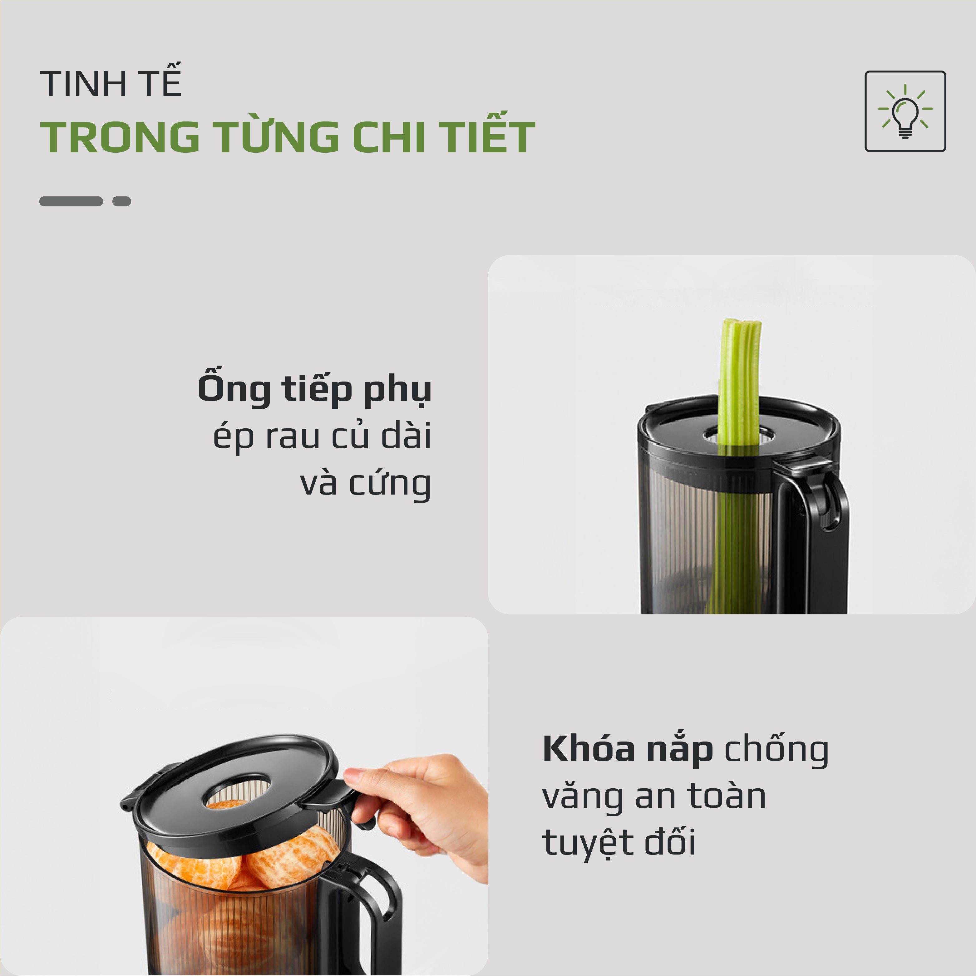 Máy Ép Chậm OLIVO SJ196 Titanium - Ép Trái Cây Nguyên Quả - Động Cơ AC Cao Cấp, Êm Nhất Thị Trường