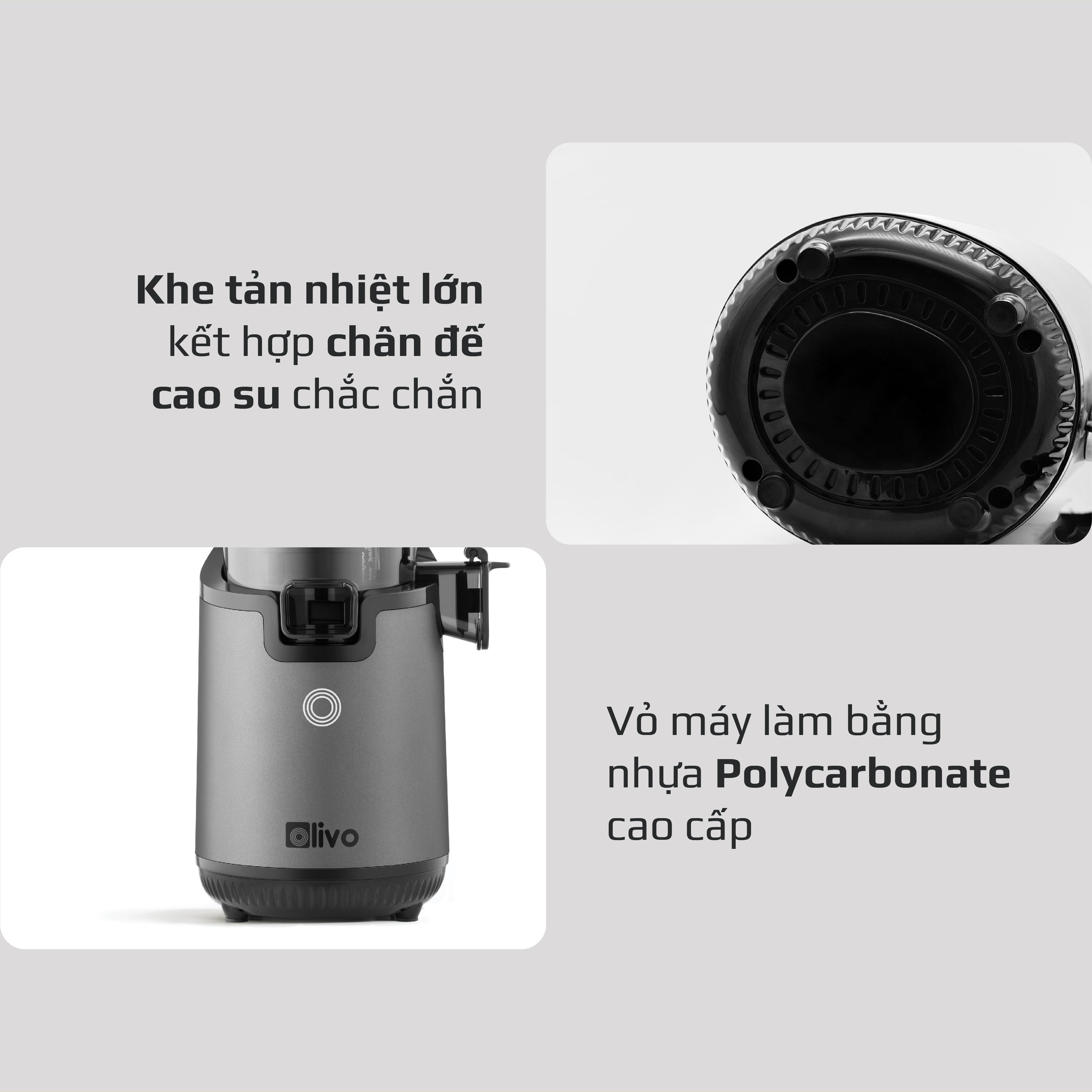 Máy Ép Chậm OLIVO SJ196 Titanium - Ép Trái Cây Nguyên Quả - Động Cơ AC Cao Cấp, Êm Nhất Thị Trường