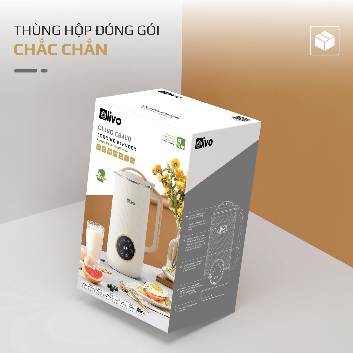 Máy Xay Nấu Đa Năng OLIVO CB400 PRO – Nhỏ Gọn Tiện Mang Theo – Đa Chức Năng – Cao Cấp