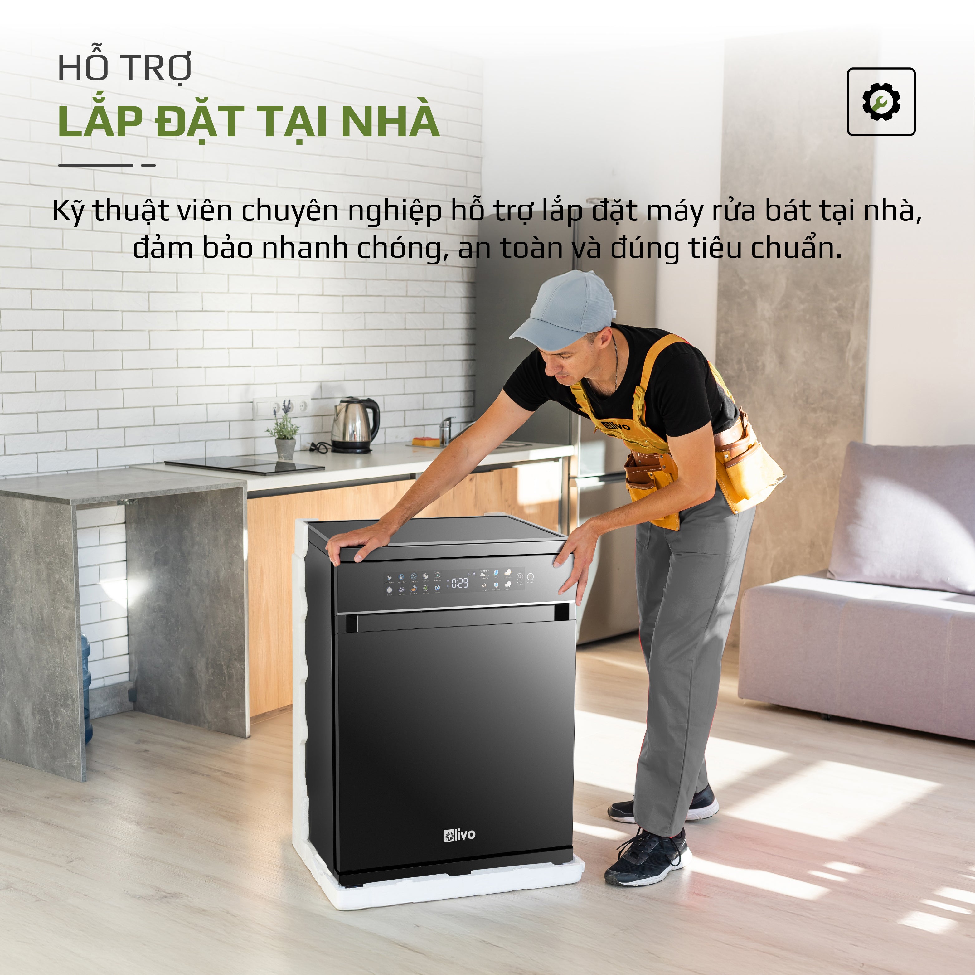 Máy Rửa Bát OLIVO DW18 - 3 Giỏ Linh Hoạt - Tải Trọng 18 Bộ Bát Đĩa - Sấy Turbo EcoDry - Rửa Hydro360 Wash -16 Chương Trình - Khử Khuẩn UV