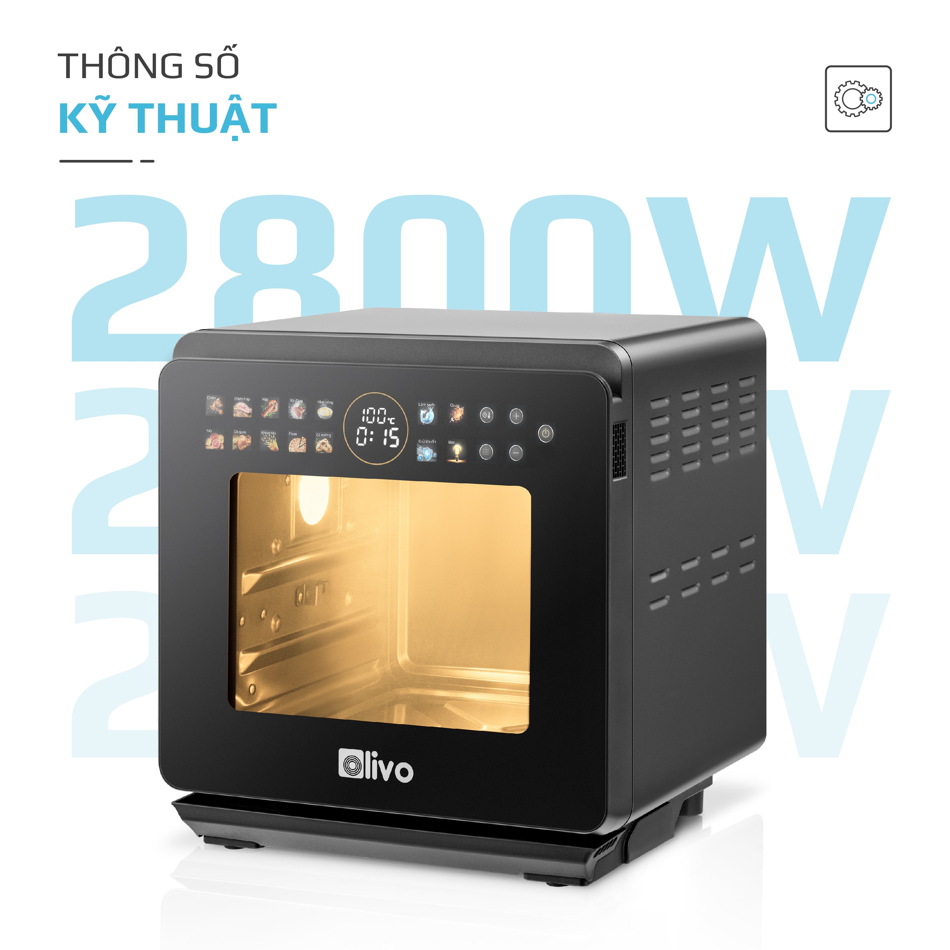 Nồi Chiên Hấp Đa Năng OLIVO SF1600 - Phiên bản Đặc Biệt cao cấp nhất, Màn hình OLED hiện đại, 70 chế độ cài sẵn, Dung tích 16L, Vệ sinh dễ dàng