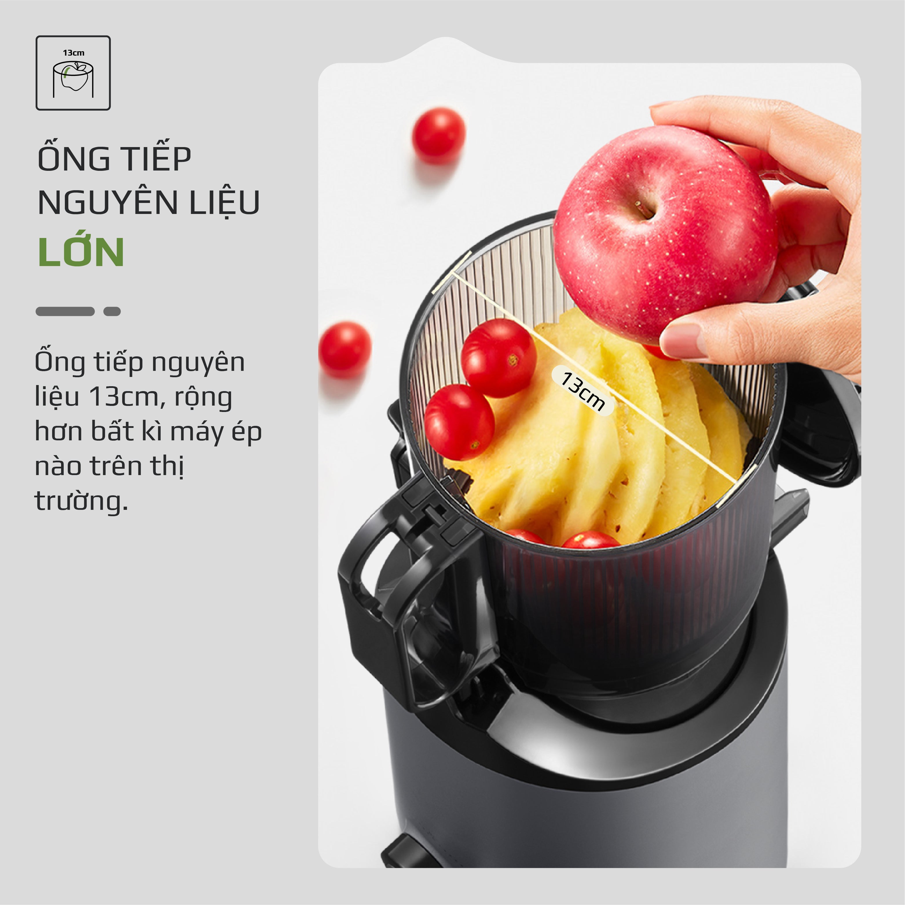 Máy Ép Chậm OLIVO SJ196 Titanium - Ép Trái Cây Nguyên Quả - Động Cơ AC Cao Cấp, Êm Nhất Thị Trường