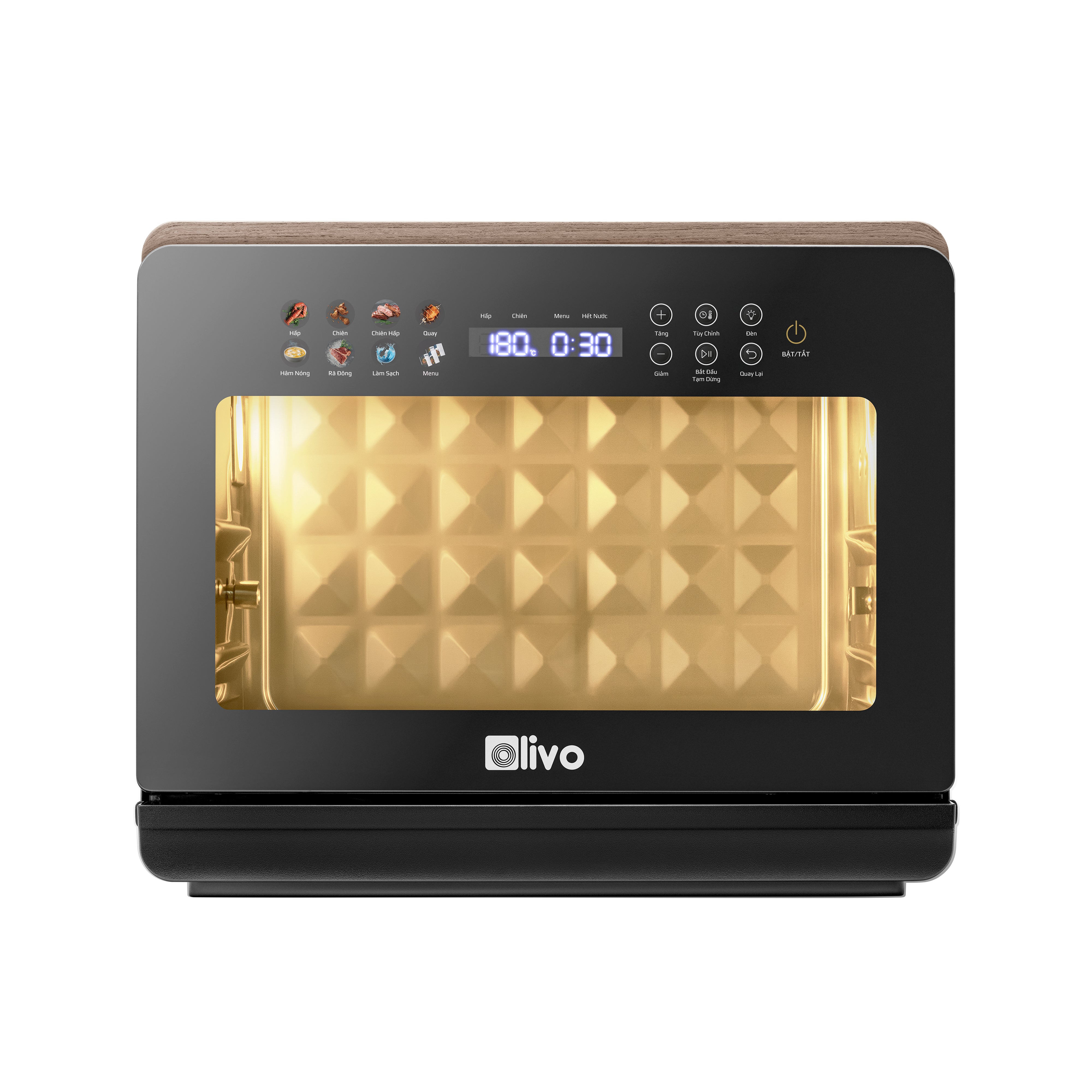Nồi Chiên Hấp Đa Năng OLIVO SteamFry Xtra – Phiên Bản Cao Cấp, Bảng Điều Khiển OLED, Dung tích vượt trội 20L, Hấp Nano Steam/Chiên Eco Fry thế hệ thứ 2, 70 Chế Độ Cài Sẵn, Vệ Sinh Dễ Dàng
