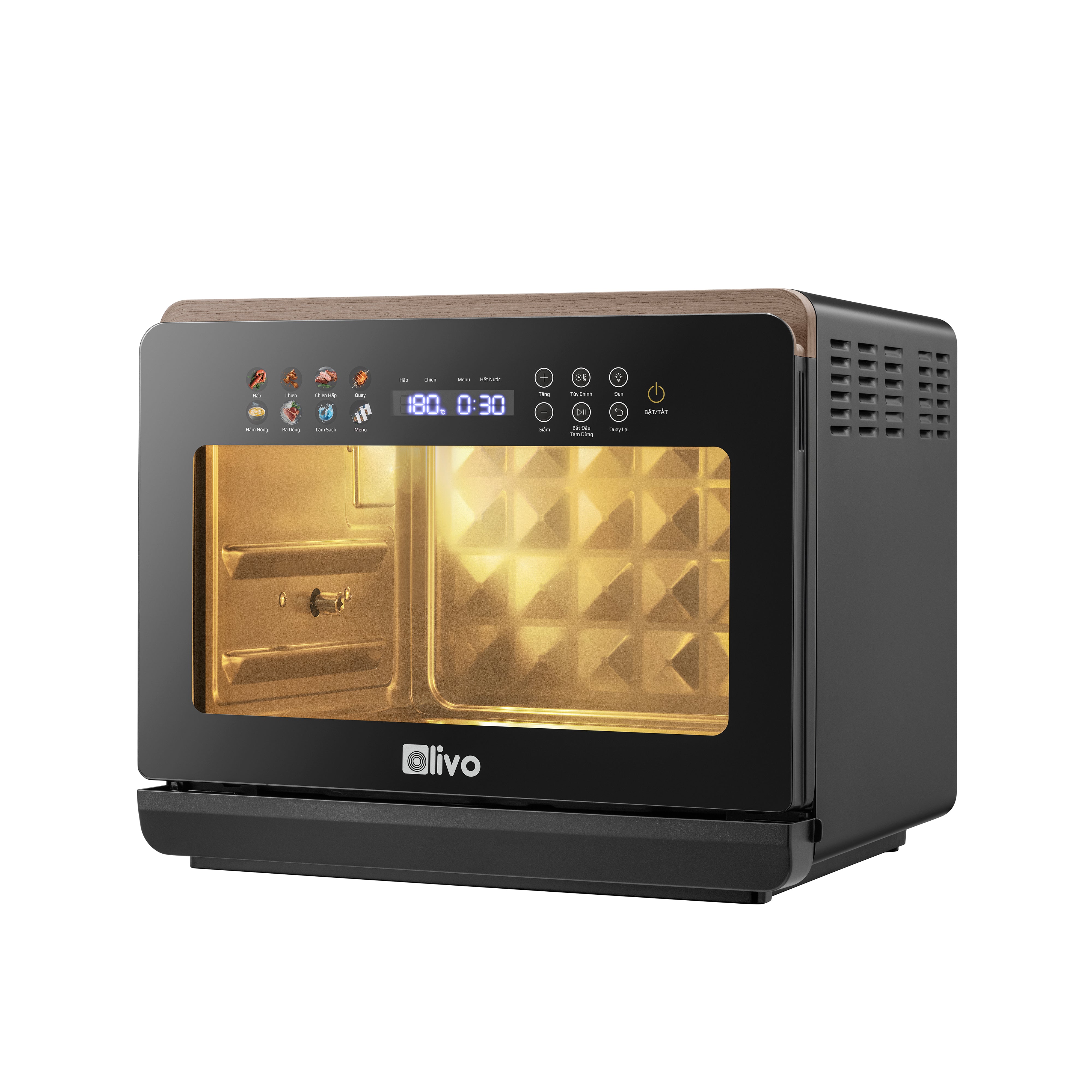 Nồi Chiên Hấp Đa Năng OLIVO SteamFry Xtra – Phiên Bản Cao Cấp, Bảng Điều Khiển OLED, Dung tích vượt trội 20L, Hấp Nano Steam/Chiên Eco Fry thế hệ thứ 2, 70 Chế Độ Cài Sẵn, Vệ Sinh Dễ Dàng