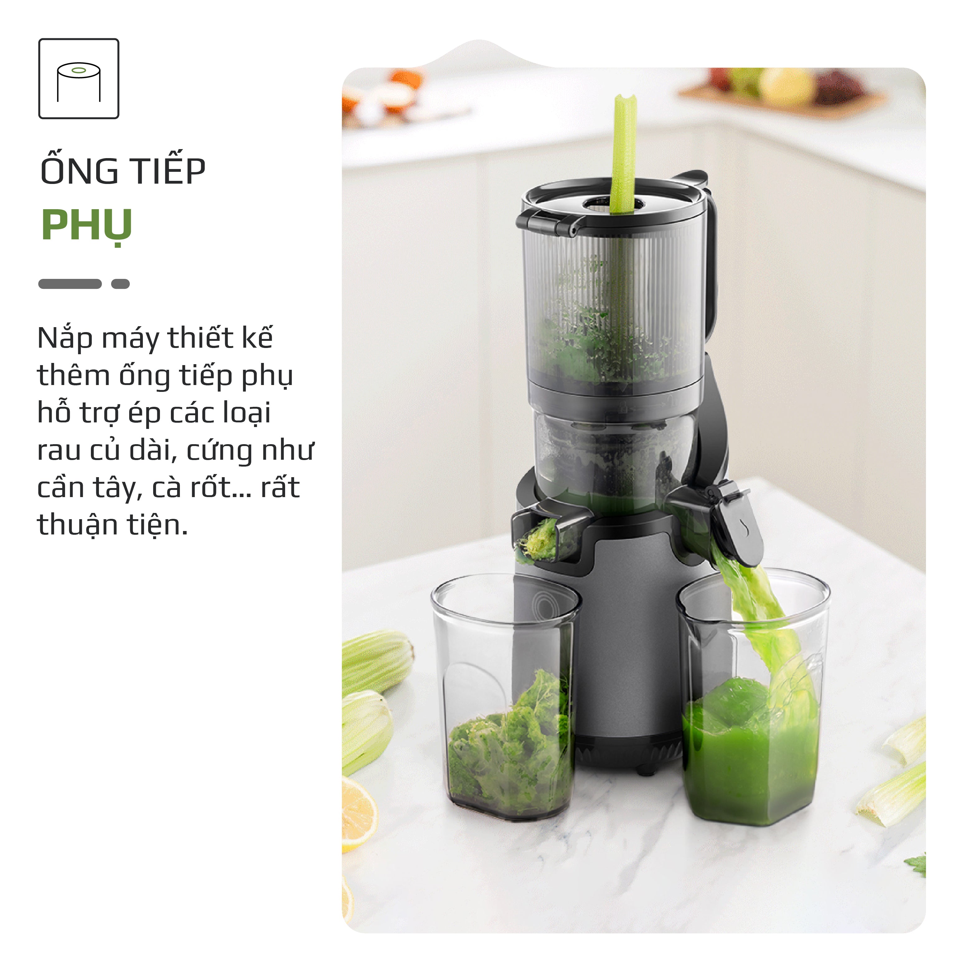 Máy Ép Chậm OLIVO SJ196 Titanium - Ép Trái Cây Nguyên Quả - Động Cơ AC Cao Cấp, Êm Nhất Thị Trường