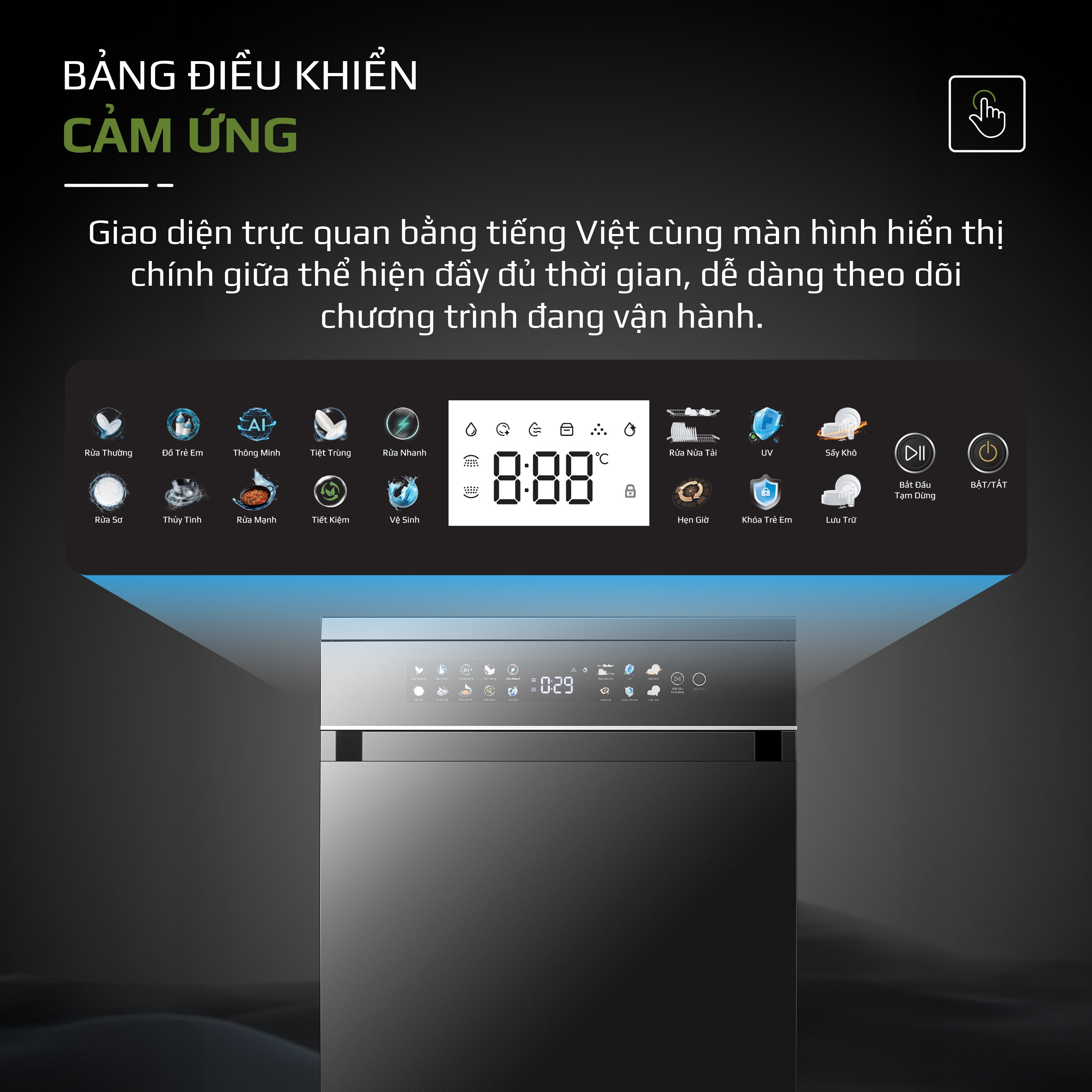 Máy Rửa Bát OLIVO DW18 - 3 Giỏ Linh Hoạt - Tải Trọng 18 Bộ Bát Đĩa - Sấy Turbo EcoDry - Rửa Hydro360 Wash -16 Chương Trình - Khử Khuẩn UV