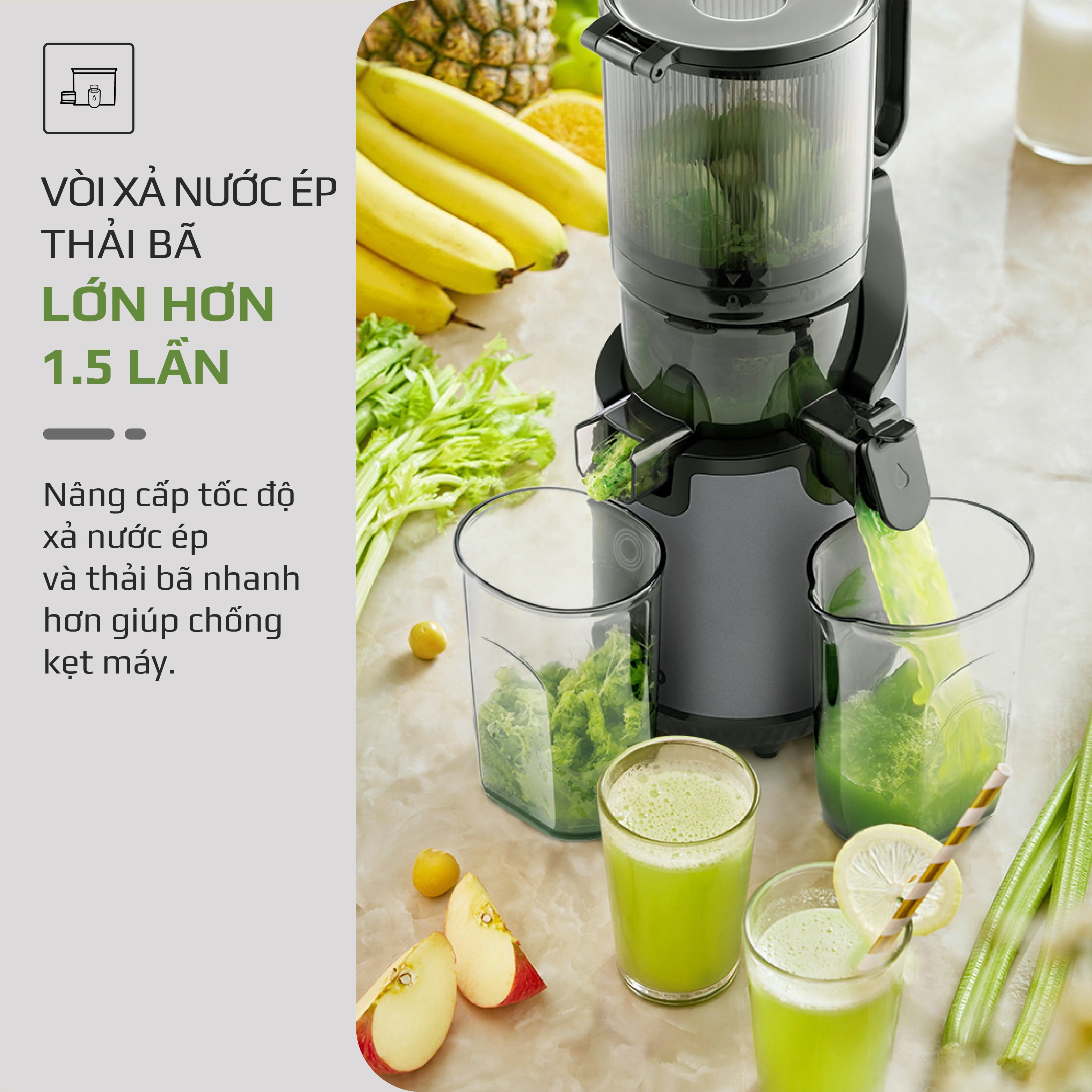 Máy Ép Chậm OLIVO SJ196 Titanium - Ép Trái Cây Nguyên Quả - Động Cơ AC Cao Cấp, Êm Nhất Thị Trường