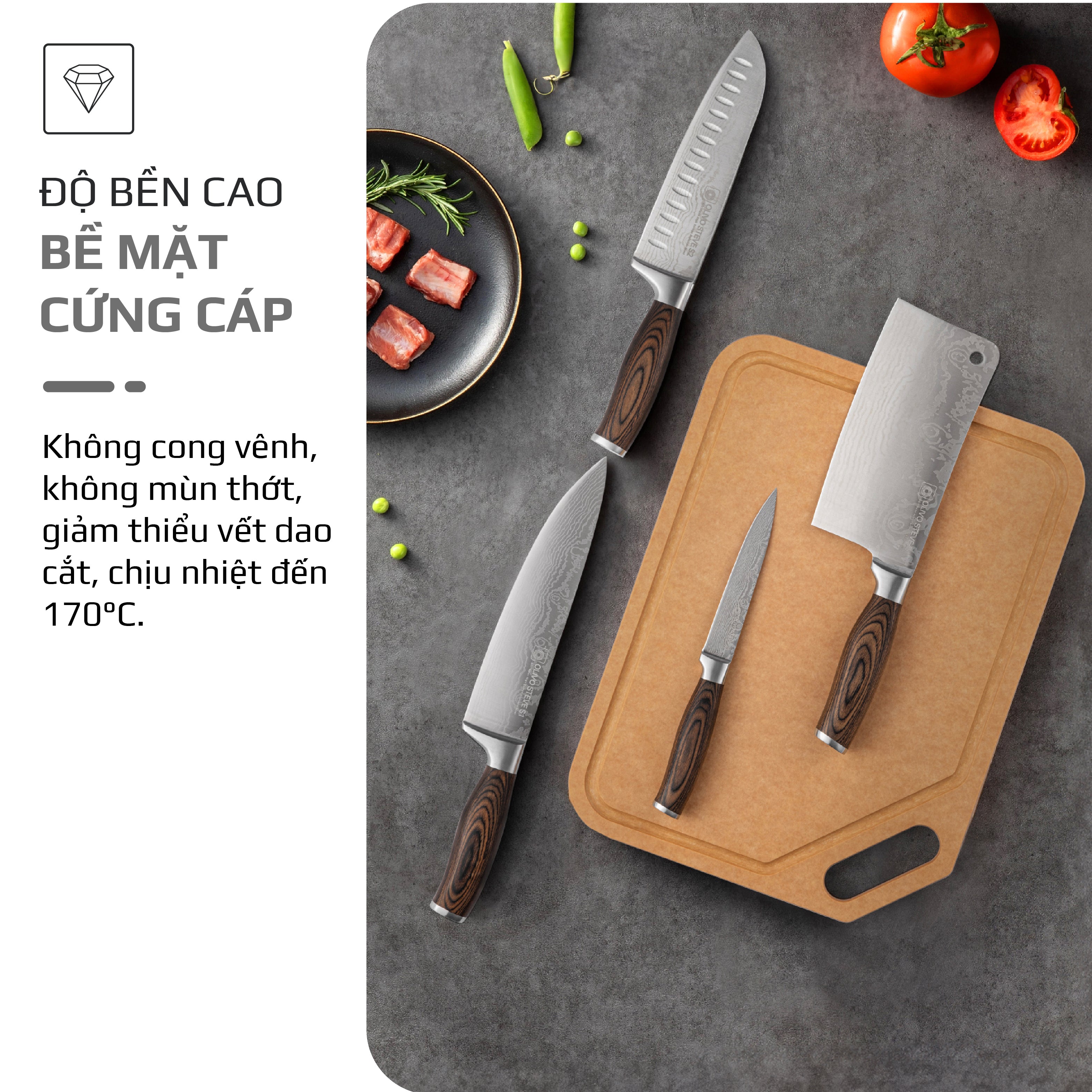 THỚT OLIVO WOOD FIBER - Chống Cong Vênh, Ẩm Mốc, Không Bị Mùi Hôi - Sử Dụng Được Với Máy Rửa Bát