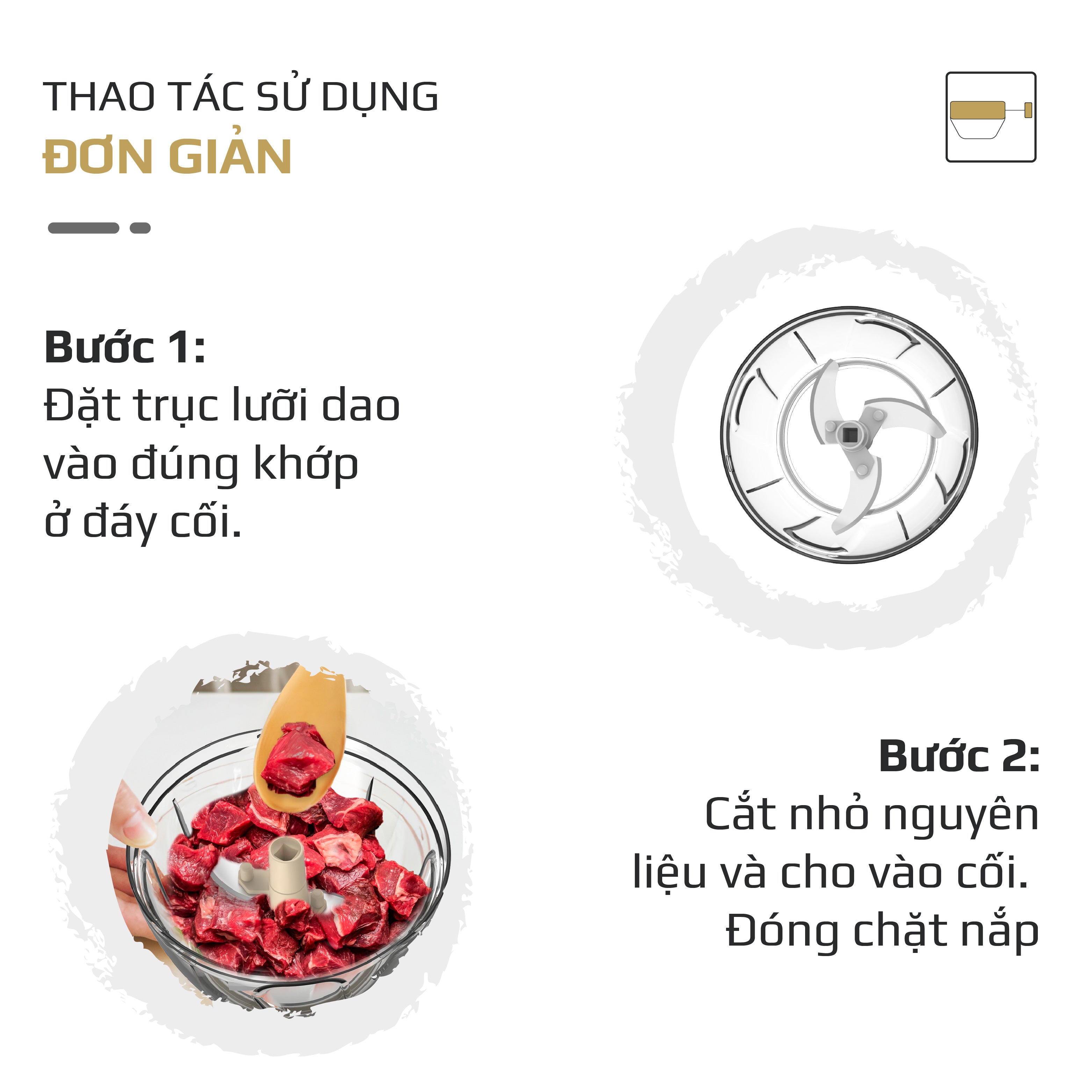 Dụng Cụ Xay Thực Phẩm Đa Năng Mini OLIVO MFC442 – Xay Tỏi Ớt, Xay Thịt, Xay Hạt Tiện Lợi – Dây Kéo Chắc Chắn – Dung Tích 400ML – Dễ Dàng Vệ Sinh