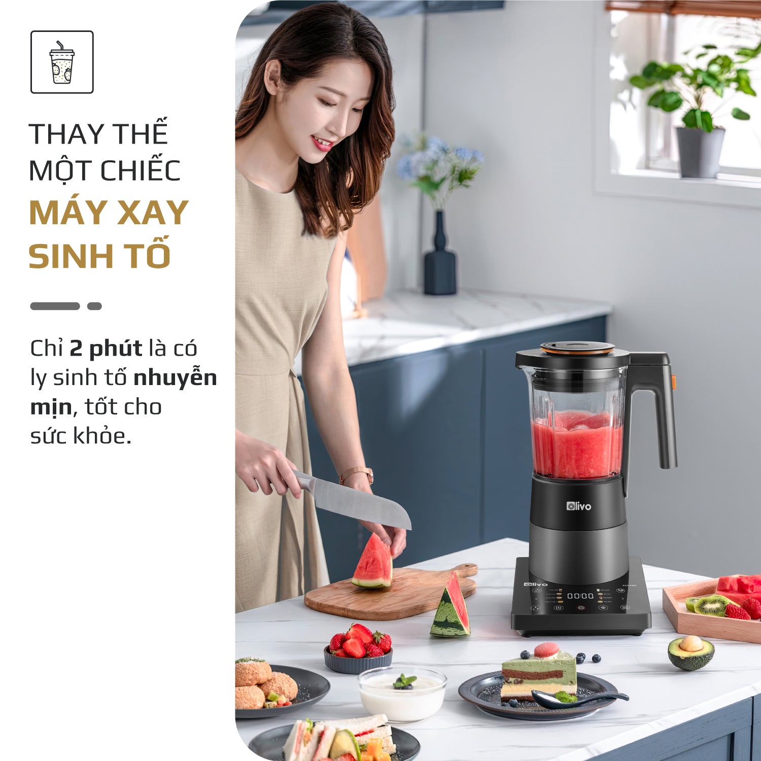Máy Xay Nấu Đa Năng OLIVO X24 PRO - Đa Chức Năng - Chống Trào Tuyệt Đối - Mâm Nhiệt Gốm Chống Dính