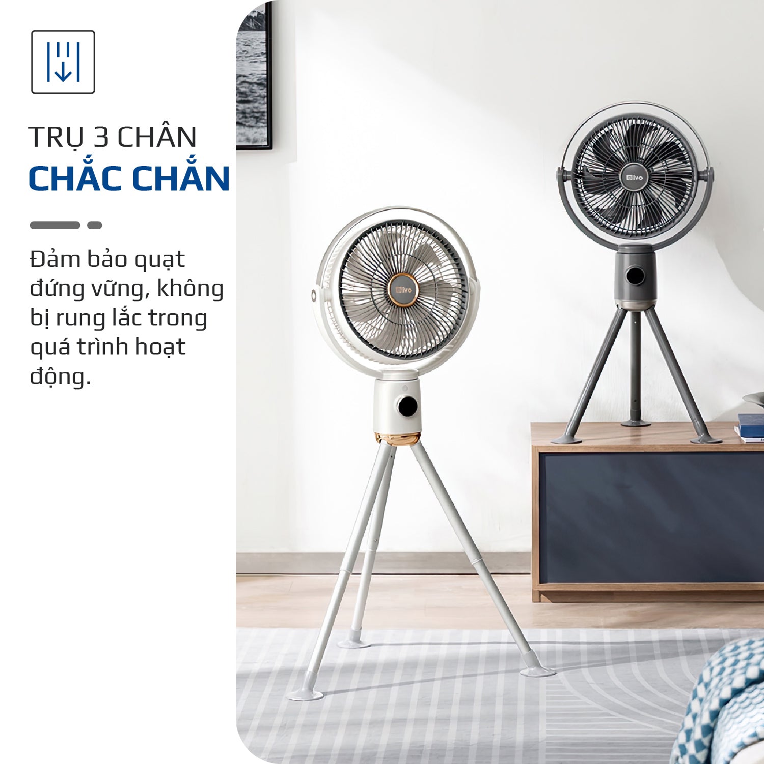 Quạt Tuần Hoàn Không Khí – Quạt Không Dây OLIVO WF1 – Chạy Êm, Sạc Nhanh 2.5 Giờ, Hoạt Động Bền Bỉ 48h – Gấp Gọn Dễ Dàng