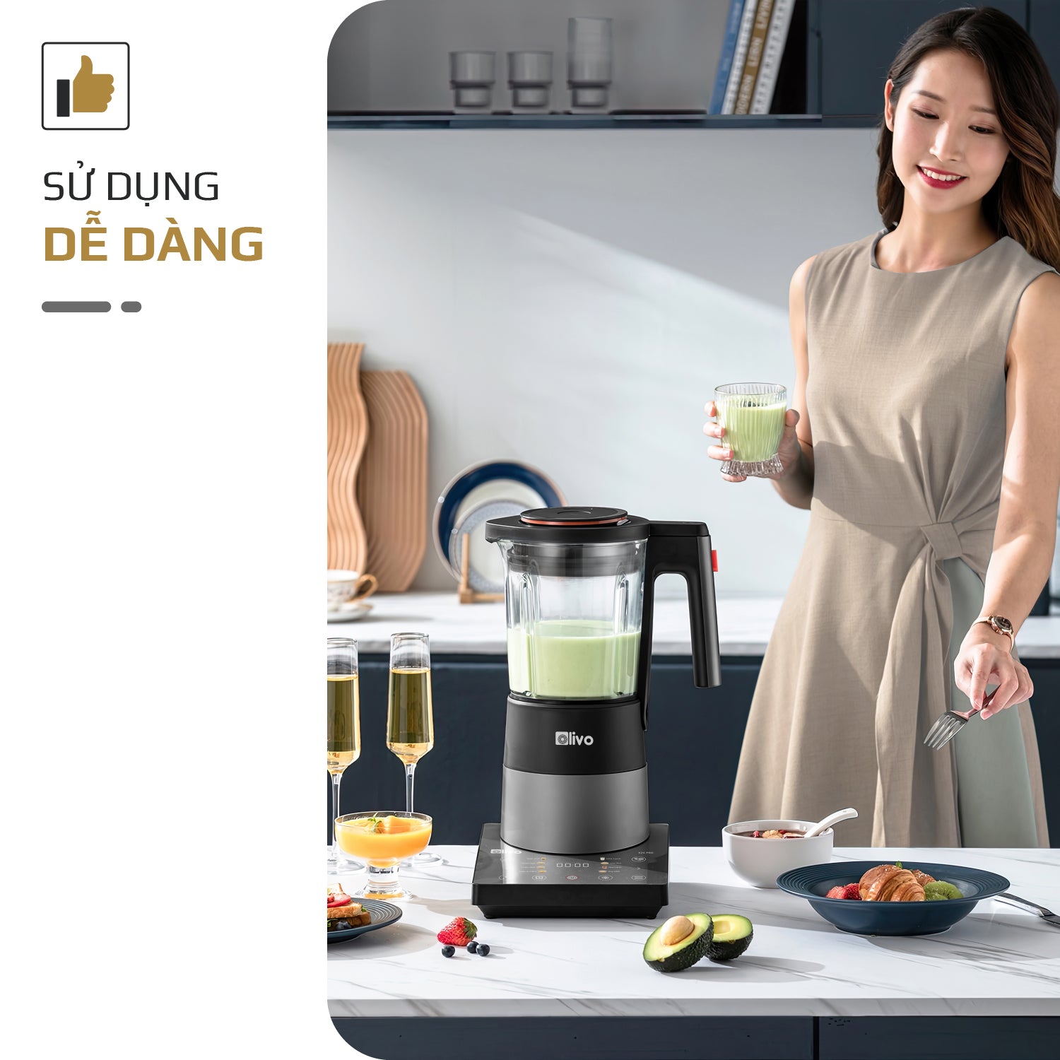 Máy Xay Nấu Đa Năng OLIVO X24 PRO - Đa Chức Năng - Chống Trào Tuyệt Đối - Mâm Nhiệt Gốm Chống Dính