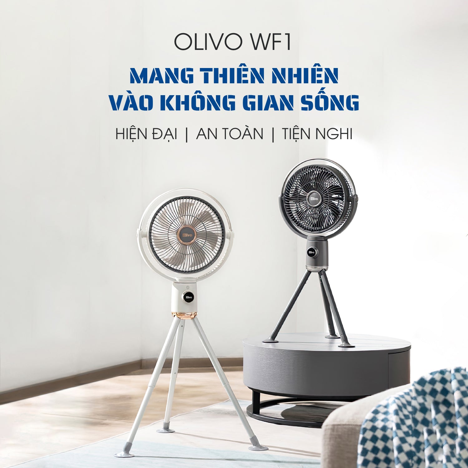 Quạt Tuần Hoàn Không Khí – Quạt Không Dây OLIVO WF1 – Chạy Êm, Sạc Nhanh 2.5 Giờ, Hoạt Động Bền Bỉ 48h – Gấp Gọn Dễ Dàng