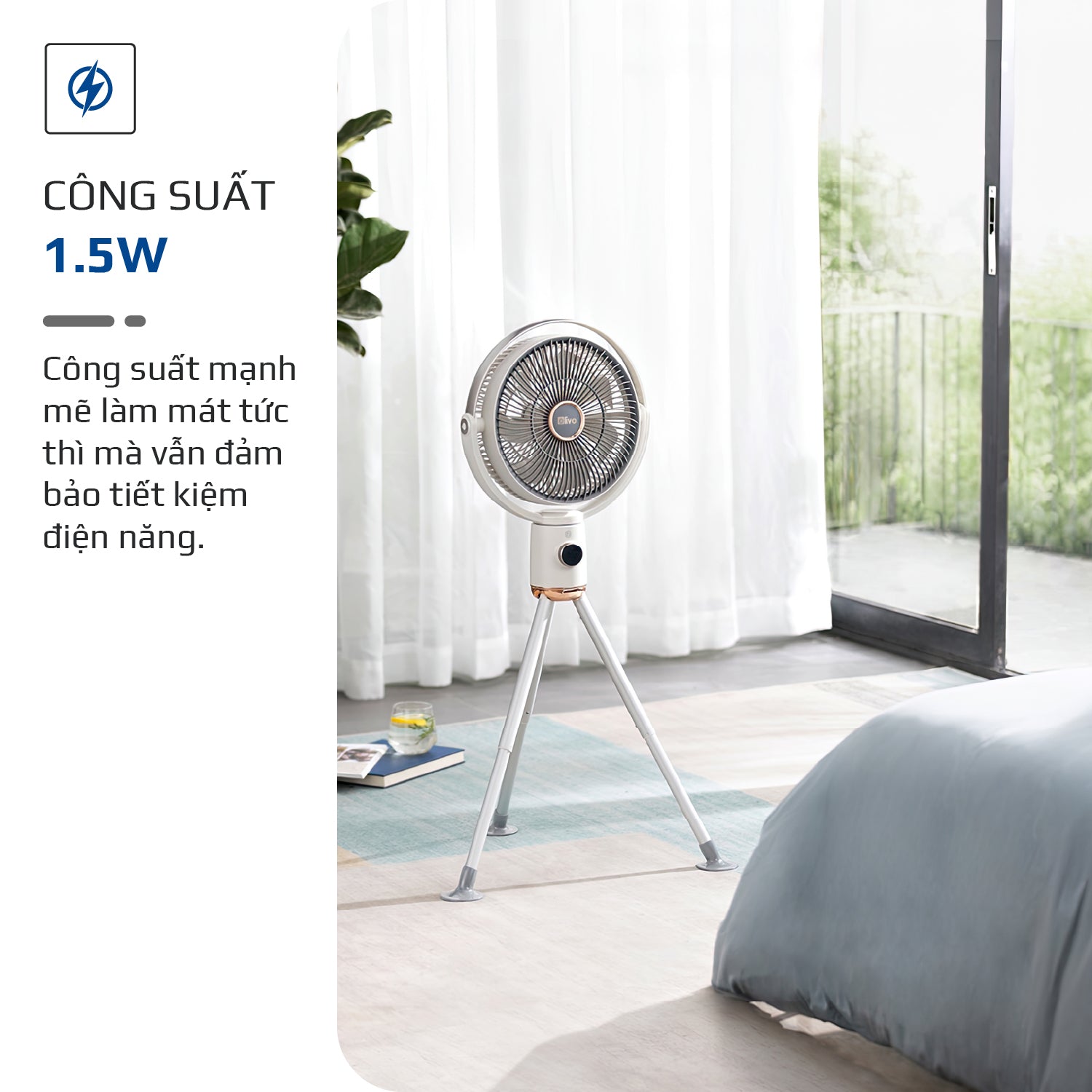 Quạt Tuần Hoàn Không Khí – Quạt Không Dây OLIVO WF1 – Chạy Êm, Sạc Nhanh 2.5 Giờ, Hoạt Động Bền Bỉ 48h – Gấp Gọn Dễ Dàng