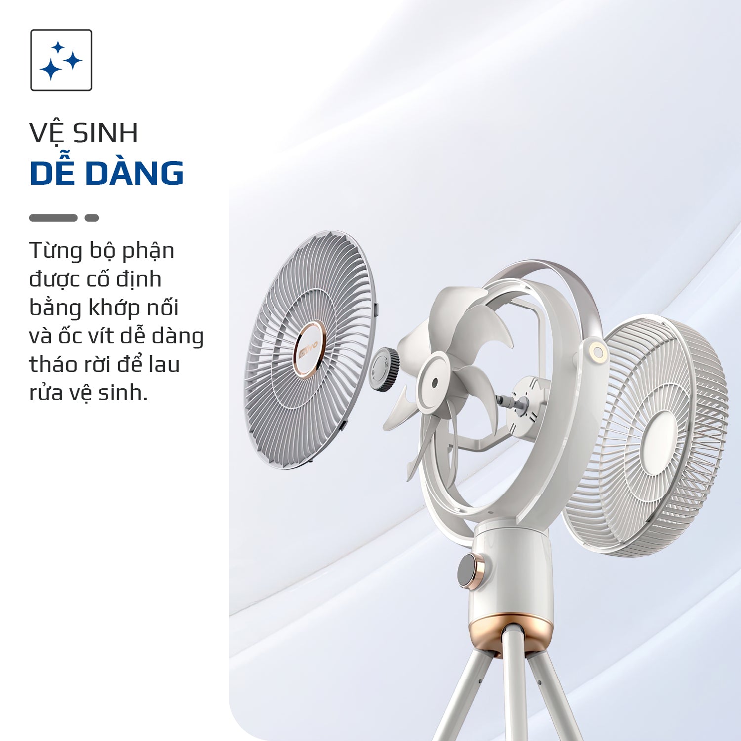 Quạt Tuần Hoàn Không Khí – Quạt Không Dây OLIVO WF1 – Chạy Êm, Sạc Nhanh 2.5 Giờ, Hoạt Động Bền Bỉ 48h – Gấp Gọn Dễ Dàng