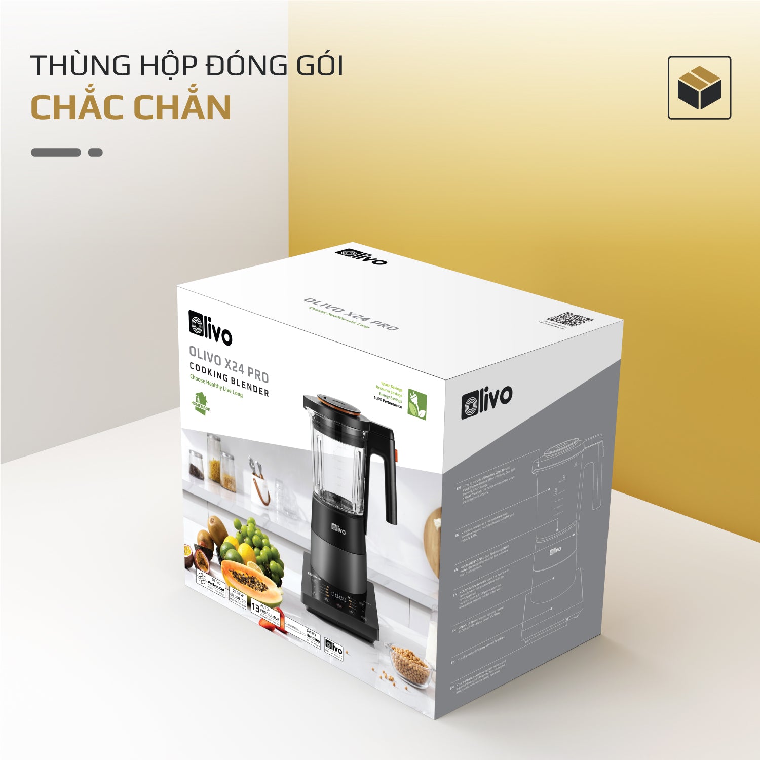 Máy Xay Nấu Đa Năng OLIVO X24 PRO - Đa Chức Năng - Chống Trào Tuyệt Đối - Mâm Nhiệt Gốm Chống Dính