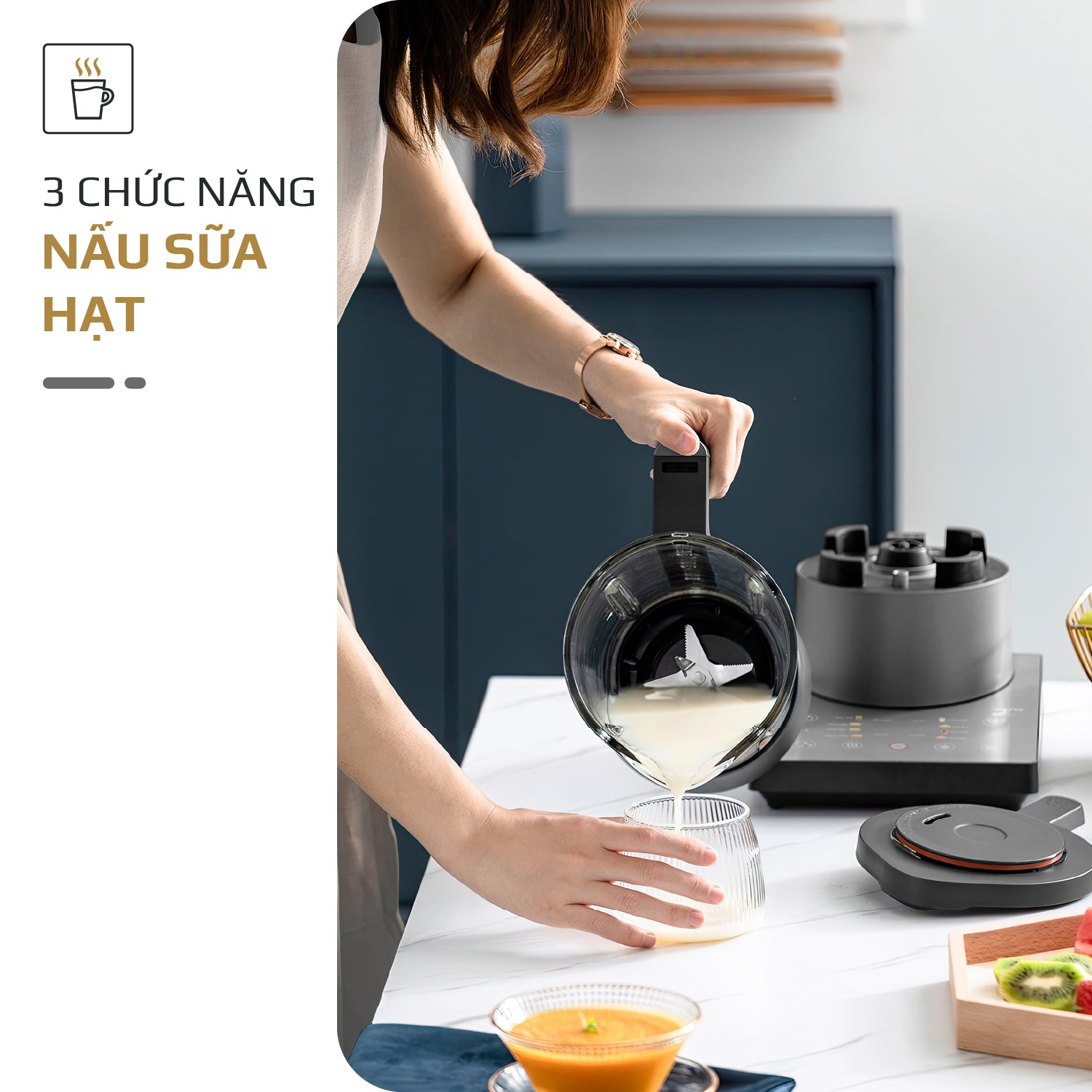 Máy Xay Nấu Đa Năng OLIVO X24 PRO - Đa Chức Năng - Chống Trào Tuyệt Đối - Mâm Nhiệt Gốm Chống Dính