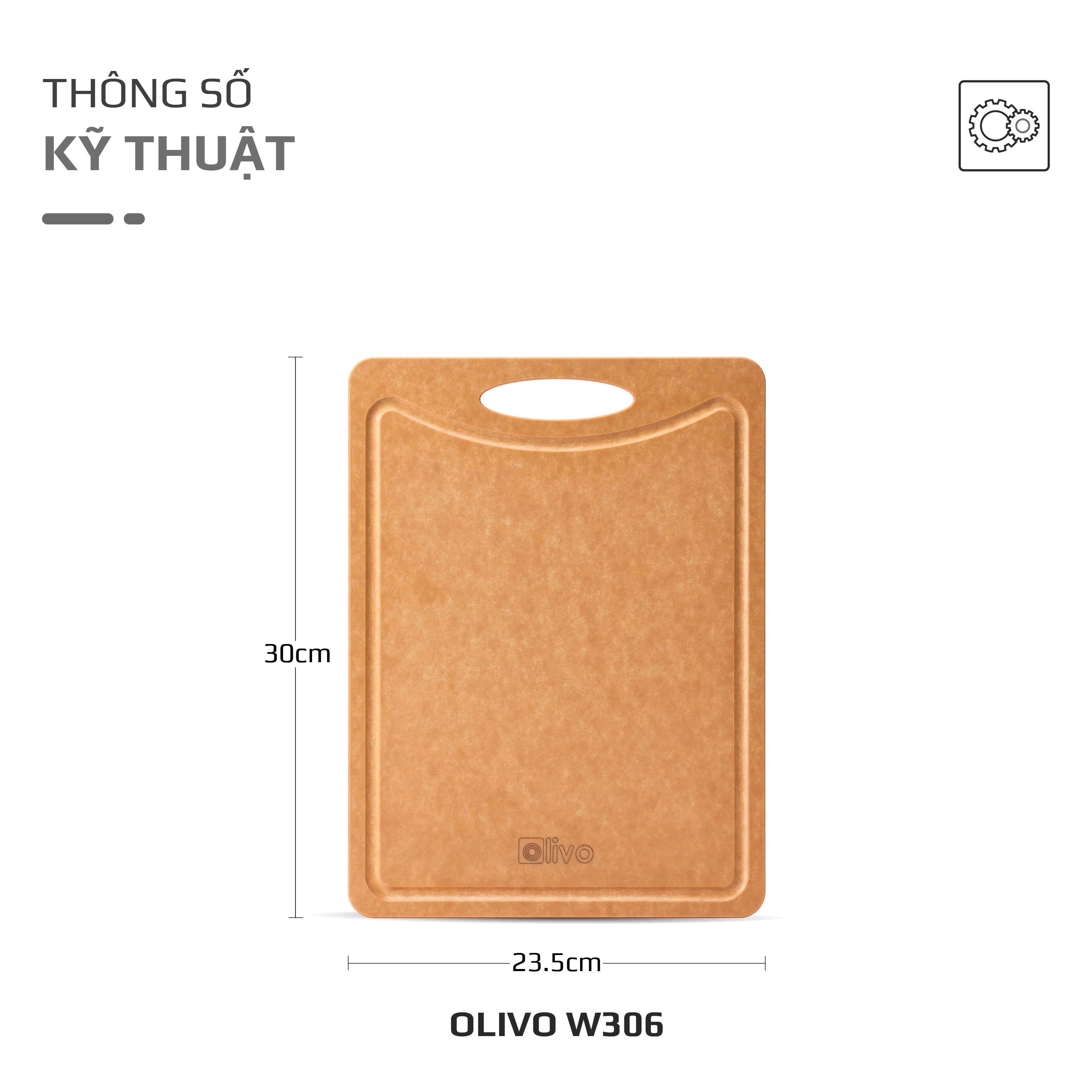 Thớt Gỗ OLIVO Wood Fiber W306 – W376 – Chống Cong Vênh, Ẩm Mốc, Không Bám Mùi Thực Phẩm – Sử Dụng Được Với Máy Rửa Bát