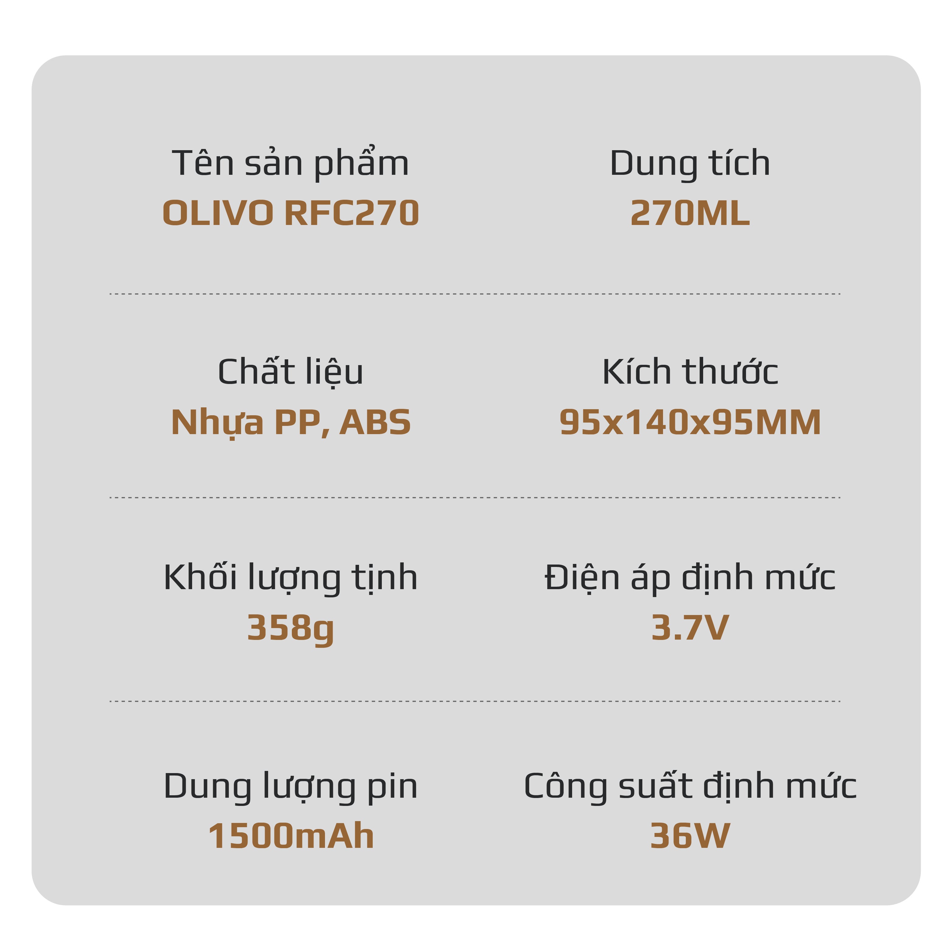 Máy Xay Thực Phẩm Đa Năng Sạc Pin OLIVO RFC270 – Xay Tỏi Ớt, Xay Thịt, Xay Hạt Tiện Lợi – Pin Sạc Bền Bỉ – Dung Tích 270ML – Dễ Dàng Vệ Sinh