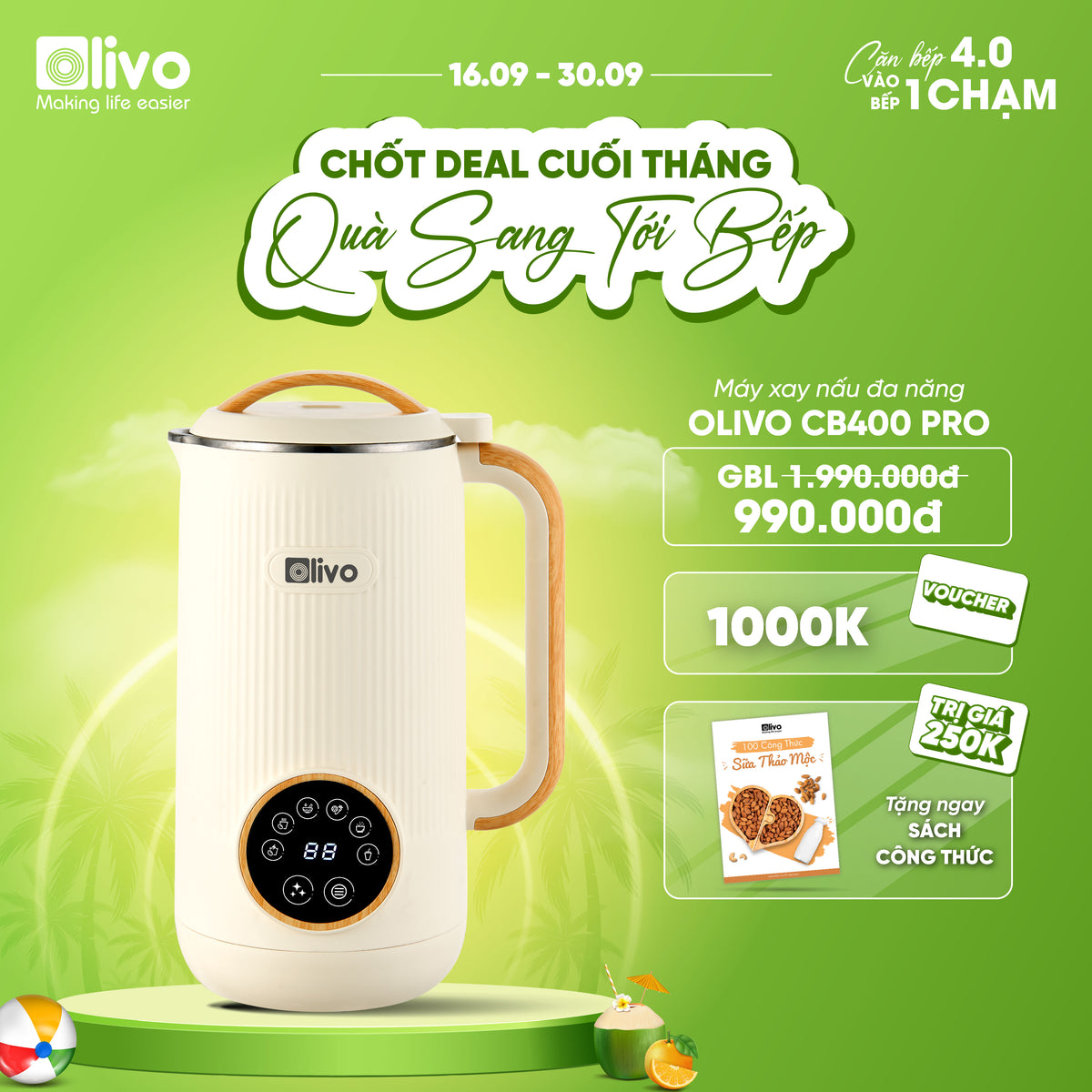 Máy Xay Nấu Đa Năng OLIVO CB400 PRO – Nhỏ Gọn Tiện Mang Theo – Đa Chức Năng – Cao Cấp