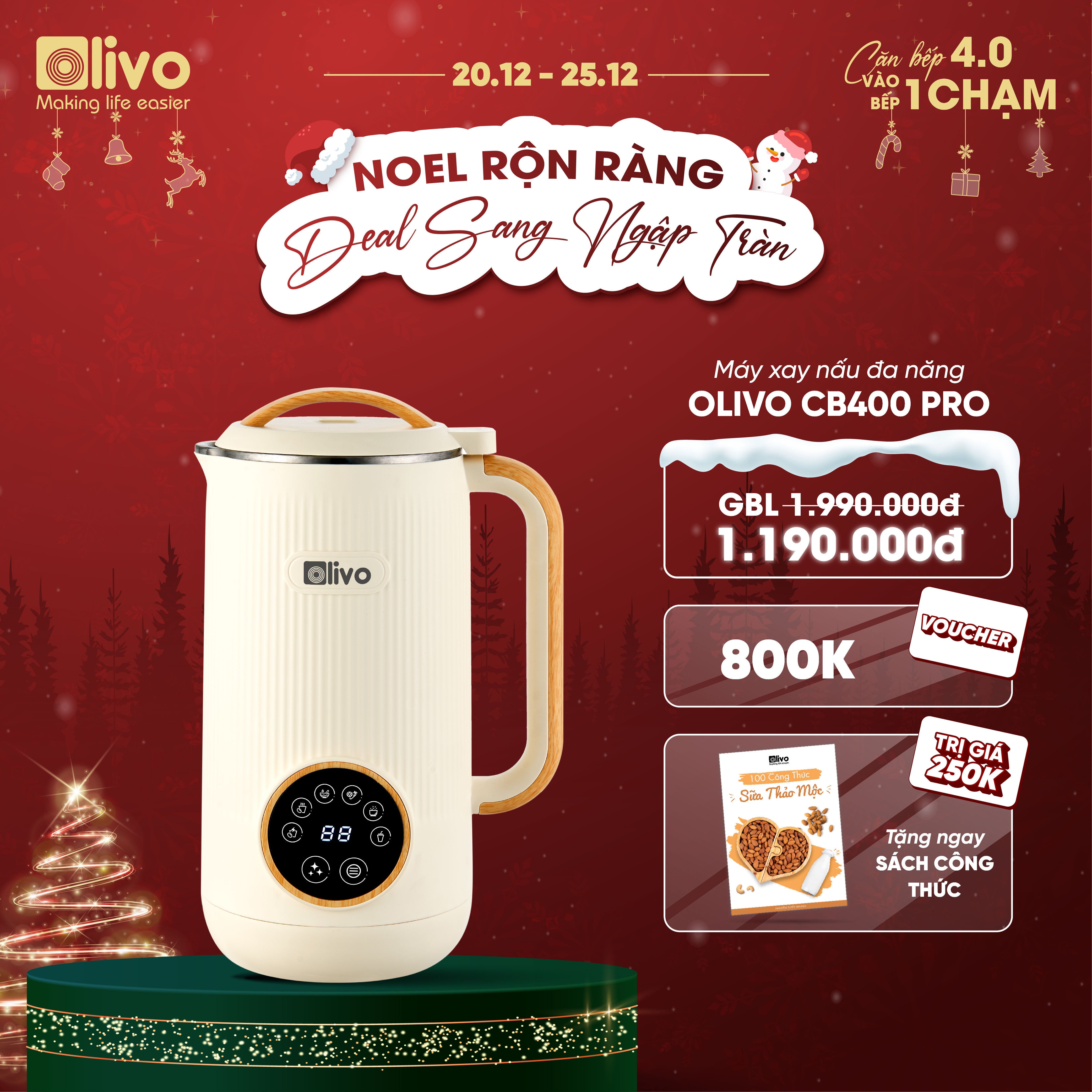 Máy Xay Nấu Đa Năng OLIVO CB400 PRO – Nhỏ Gọn Tiện Mang Theo – Đa Chức Năng – Cao Cấp