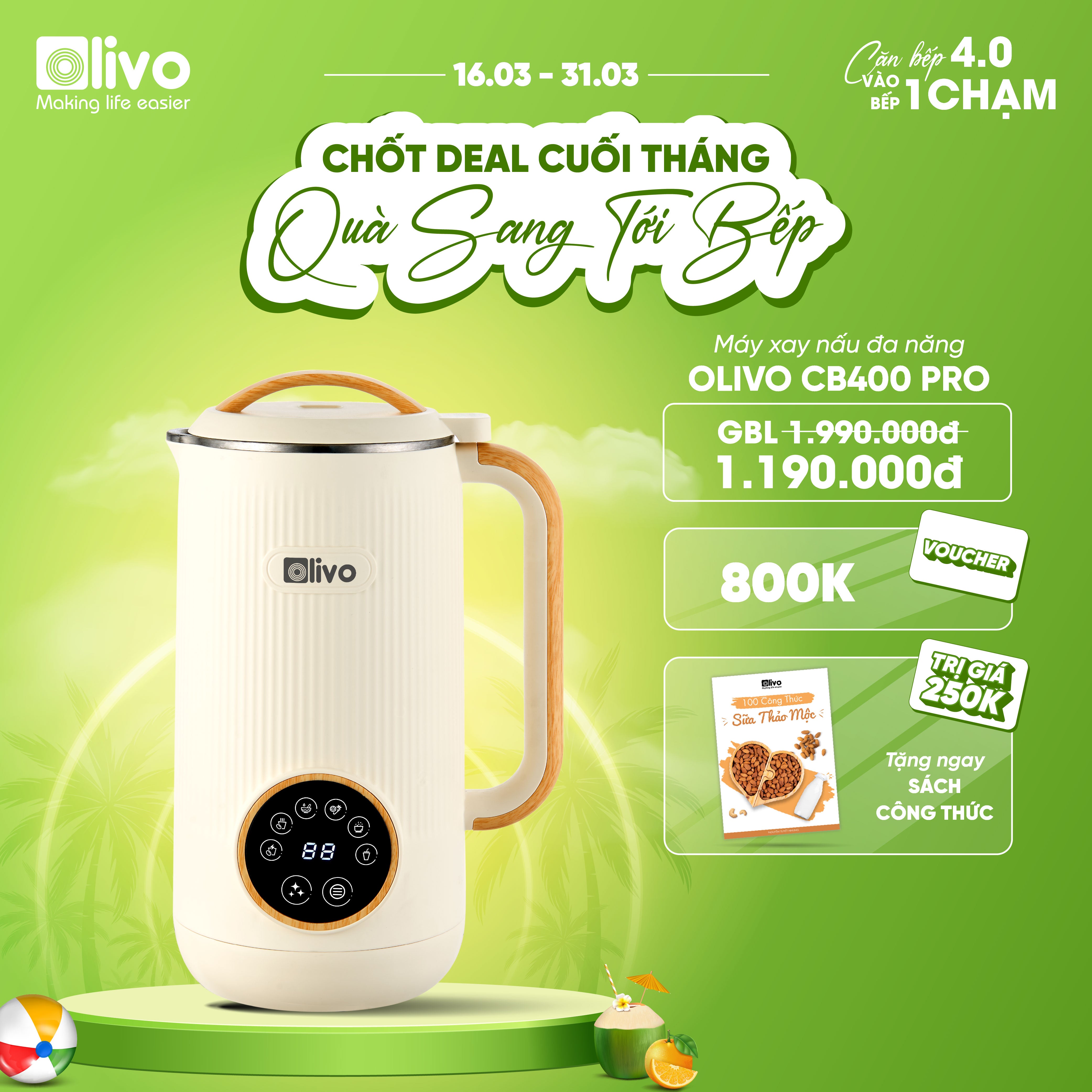 Máy Xay Nấu Đa Năng OLIVO CB400 PRO – Nhỏ Gọn Tiện Mang Theo – Đa Chức Năng – Cao Cấp