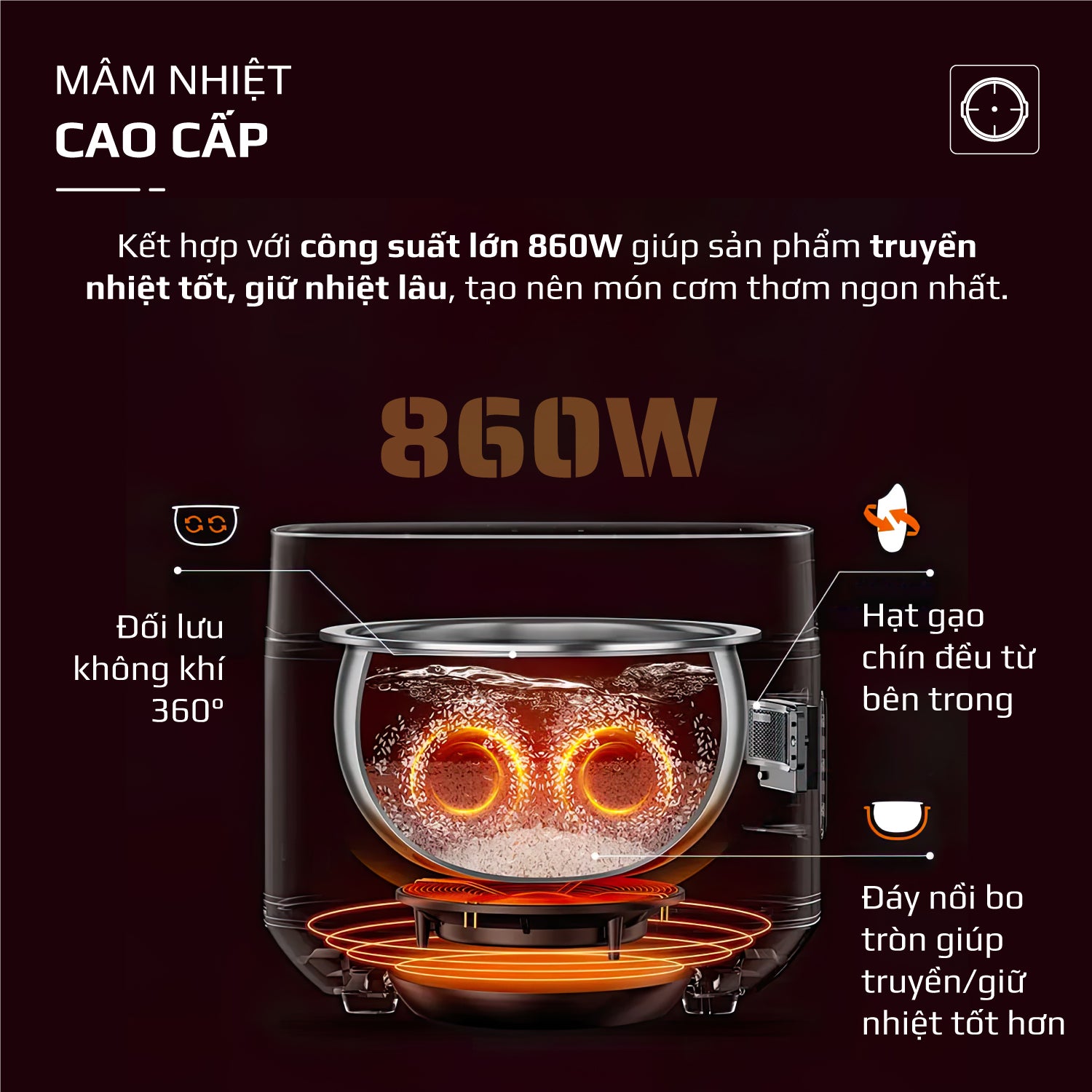 Nồi Cơm Điện OLIVO RC86 - Lòng Nồi INOX 304 Chống Dính Tự Nhiên, Nấu Cơm Ngon, Thiết Kế Tinh Tế, Sang Trọng