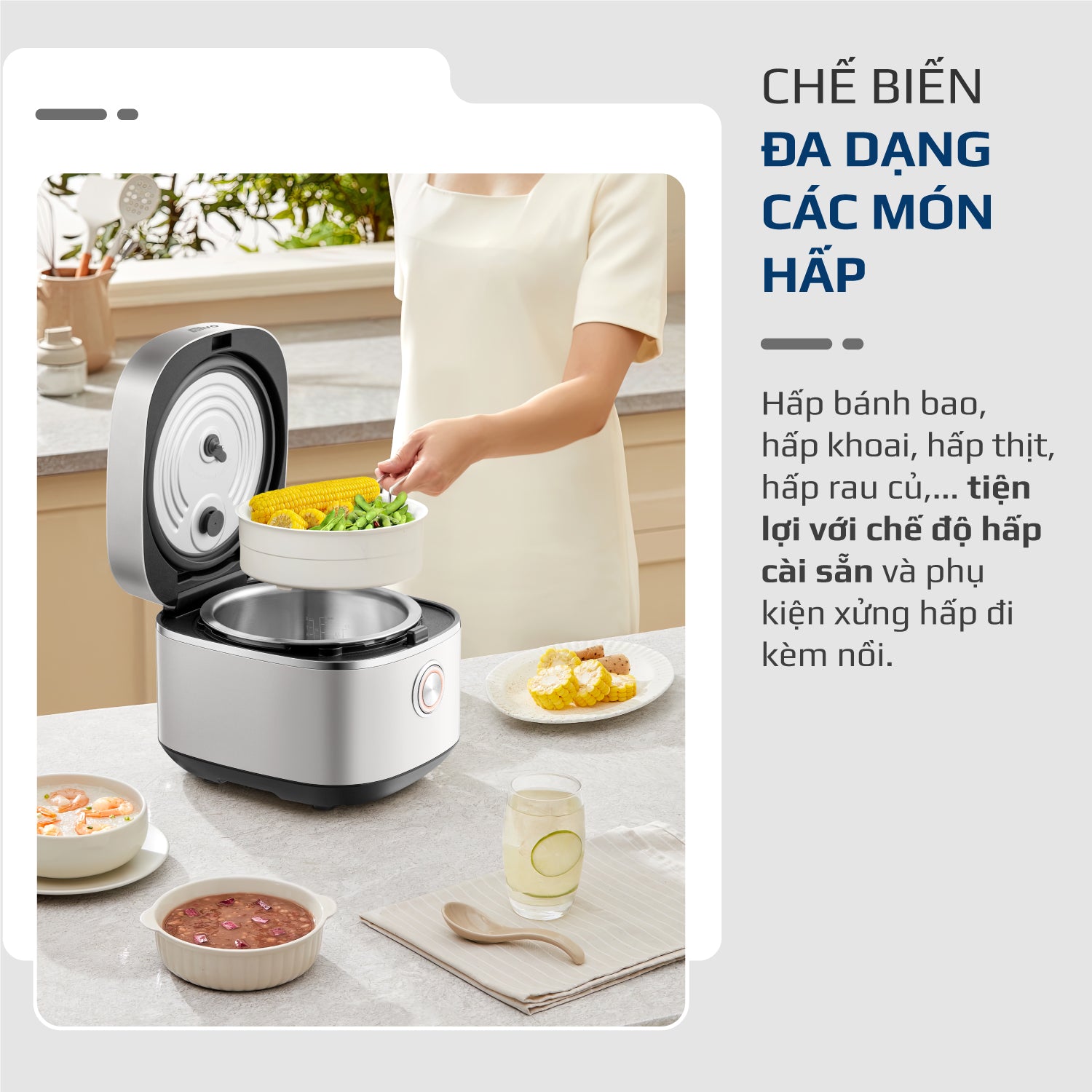 Nồi Cơm Điện OLIVO RC86 - Lòng Nồi INOX 304 Chống Dính Tự Nhiên, Nấu Cơm Ngon, Thiết Kế Tinh Tế, Sang Trọng