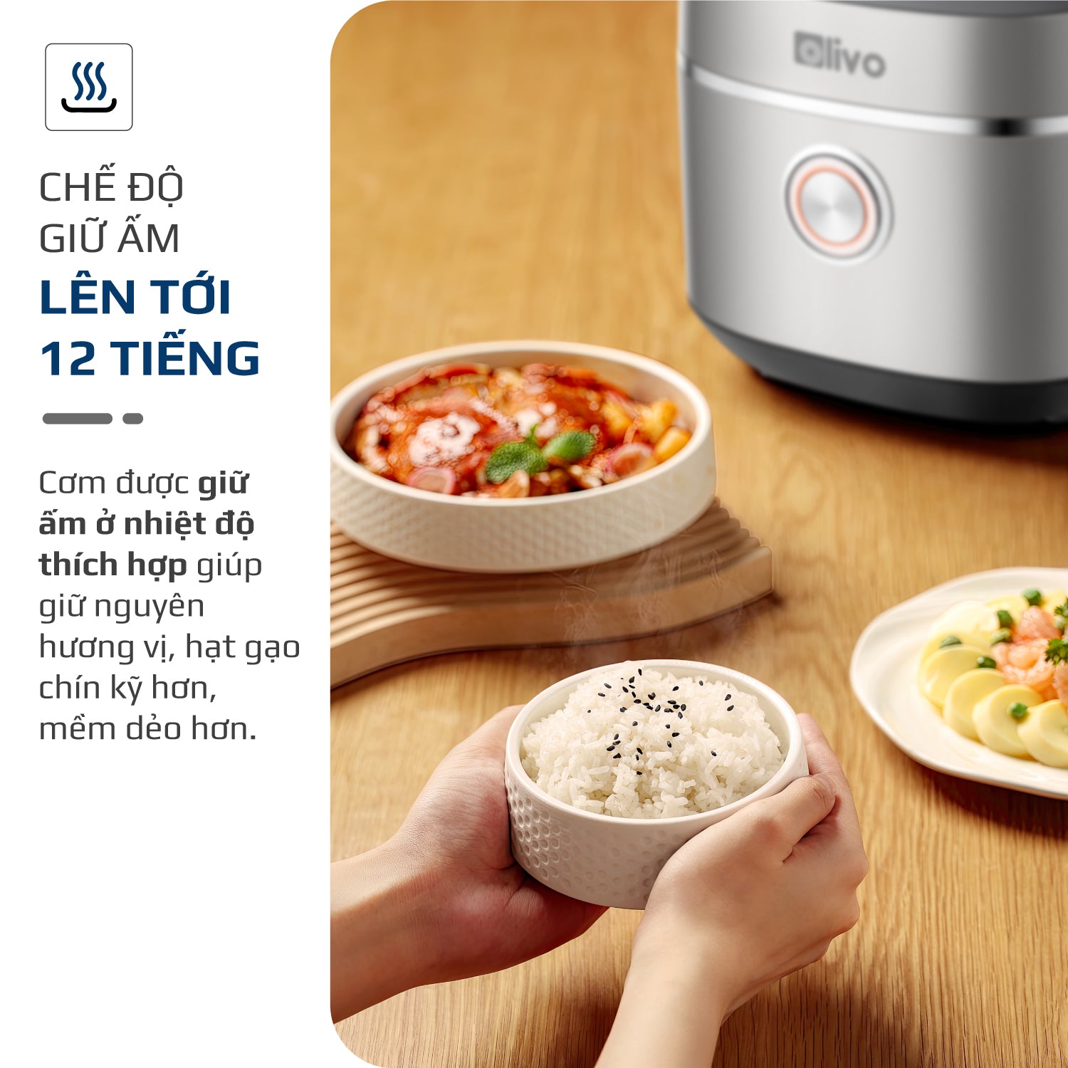 Nồi Cơm Điện OLIVO RC86 - Lòng Nồi INOX 304 Chống Dính Tự Nhiên, Nấu Cơm Ngon, Thiết Kế Tinh Tế, Sang Trọng