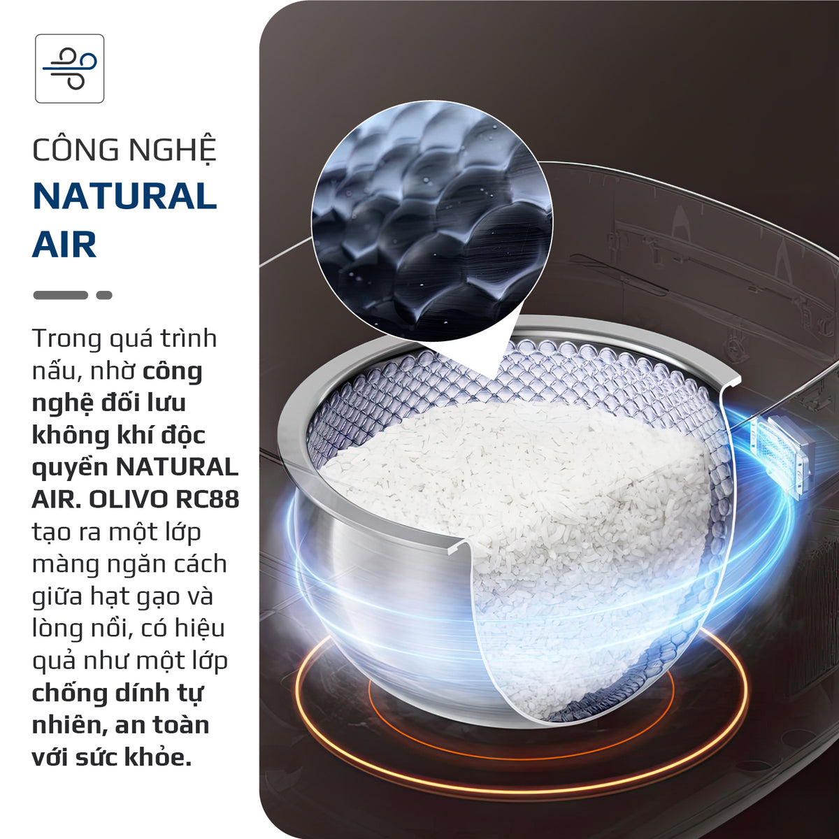 Nồi Cơm Điện OLIVO RC88 – Lòng Nồi INOX 304 Chống Dính Tự Nhiên, Bảng Điều Khiển OLED Sống Động, Nấu Cơm Ngon, Thiết Kế Sang Trọng