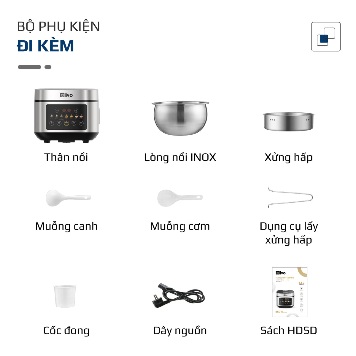 Nồi Cơm Điện OLIVO RC88 – Lòng Nồi INOX 304 Chống Dính Tự Nhiên, Bảng Điều Khiển OLED Sống Động, Nấu Cơm Ngon, Thiết Kế Sang Trọng