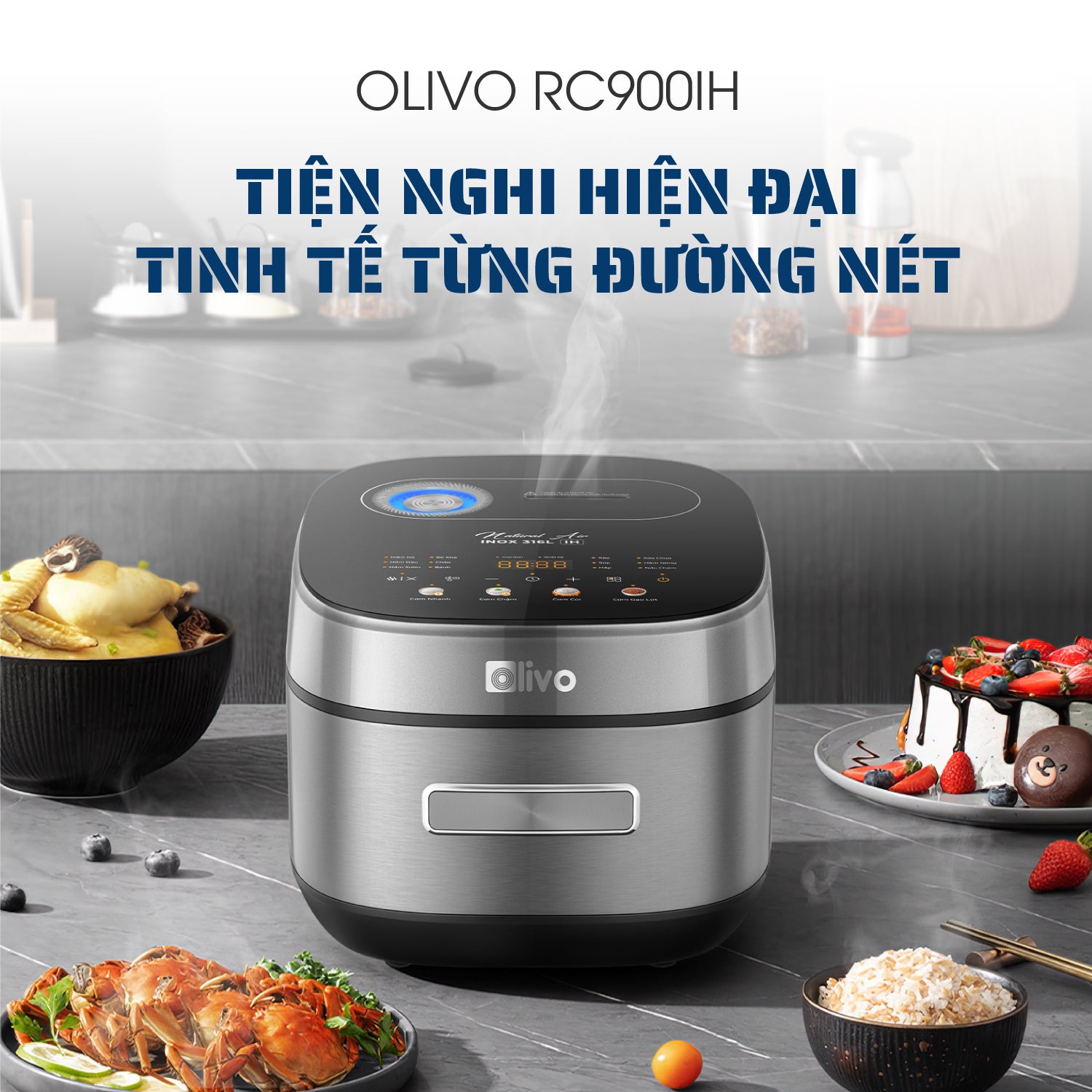 Nồi Cơm Điện Cao Tần OLIVO RC900IH – Lòng Nồi INOX 316L Cao Cấp, Công Nghệ Cao Tần Giữ Trọn Dinh Dưỡng, Bảng Điều Khiển Oled Sống Động, Hiện Đại, Cao Cấp