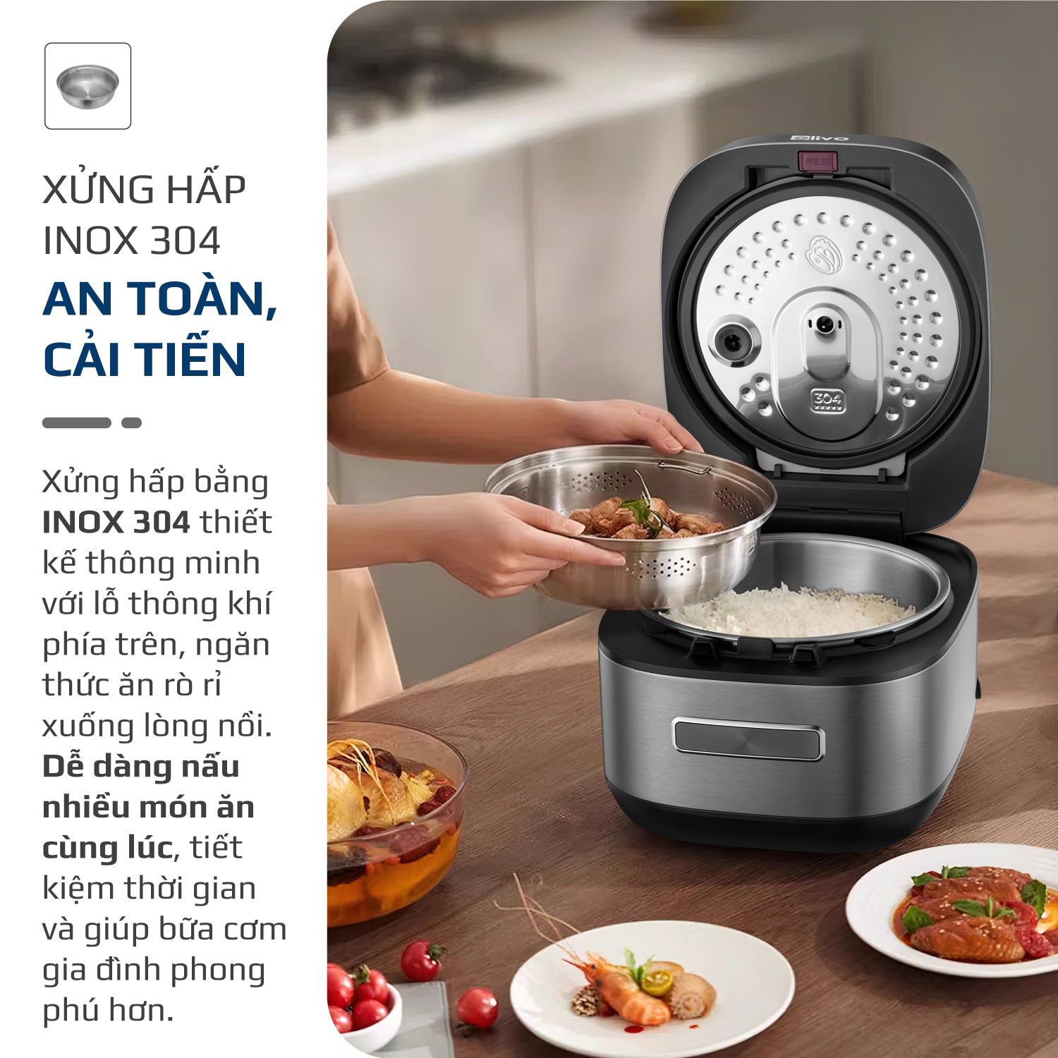 Nồi Cơm Điện Cao Tần OLIVO RC900IH – Lòng Nồi INOX 316L Cao Cấp, Công Nghệ Cao Tần Giữ Trọn Dinh Dưỡng, Bảng Điều Khiển Oled Sống Động, Hiện Đại, Cao Cấp