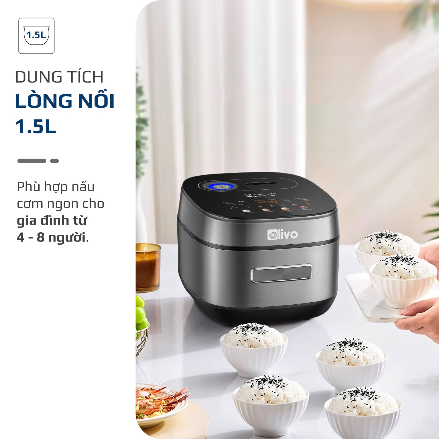 Nồi Cơm Điện Cao Tần OLIVO RC900IH – Lòng Nồi INOX 316L Cao Cấp, Công Nghệ Cao Tần Giữ Trọn Dinh Dưỡng, Bảng Điều Khiển Oled Sống Động, Hiện Đại, Cao Cấp