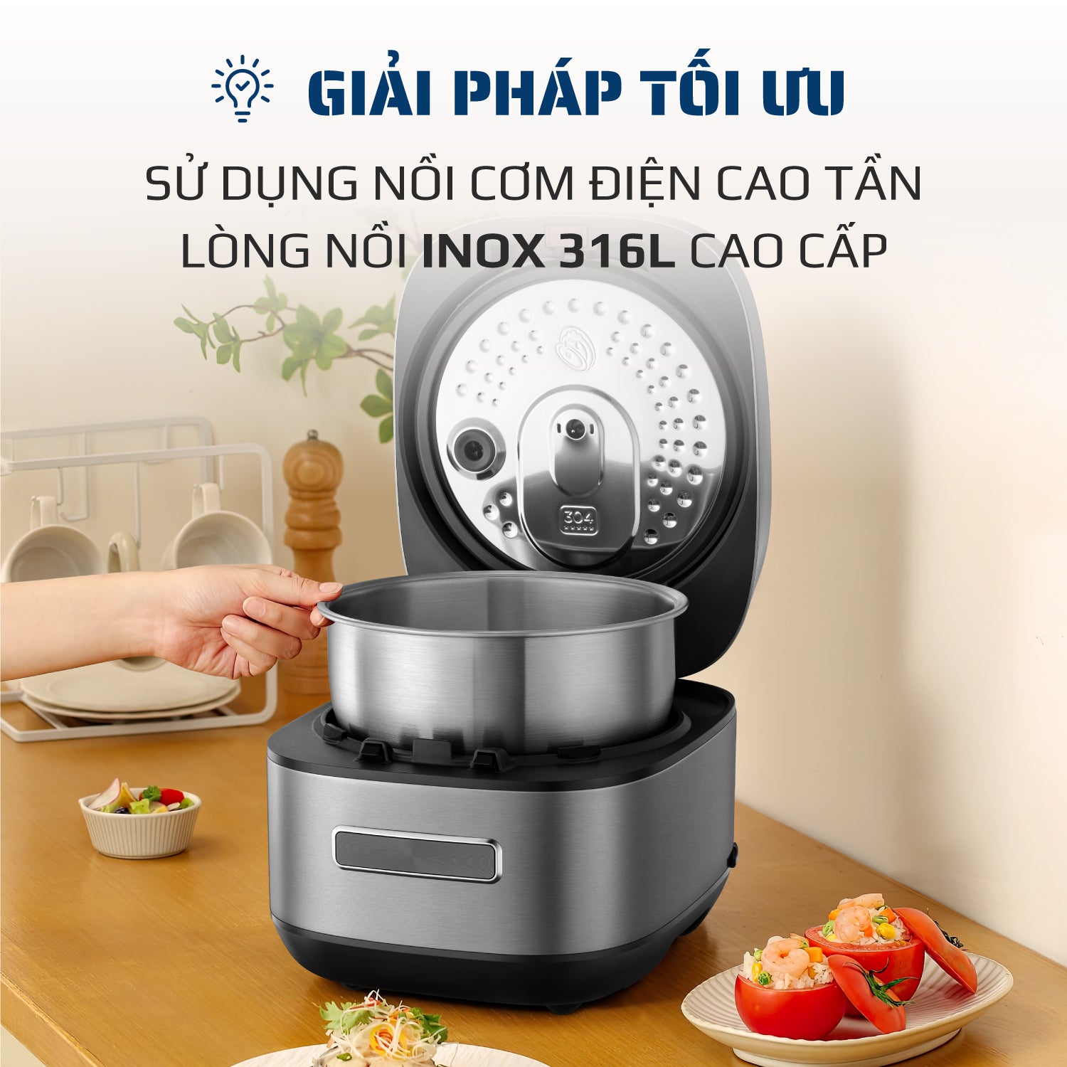 Nồi Cơm Điện Cao Tần OLIVO RC900IH – Lòng Nồi INOX 316L Cao Cấp, Công Nghệ Cao Tần Giữ Trọn Dinh Dưỡng, Bảng Điều Khiển Oled Sống Động, Hiện Đại, Cao Cấp